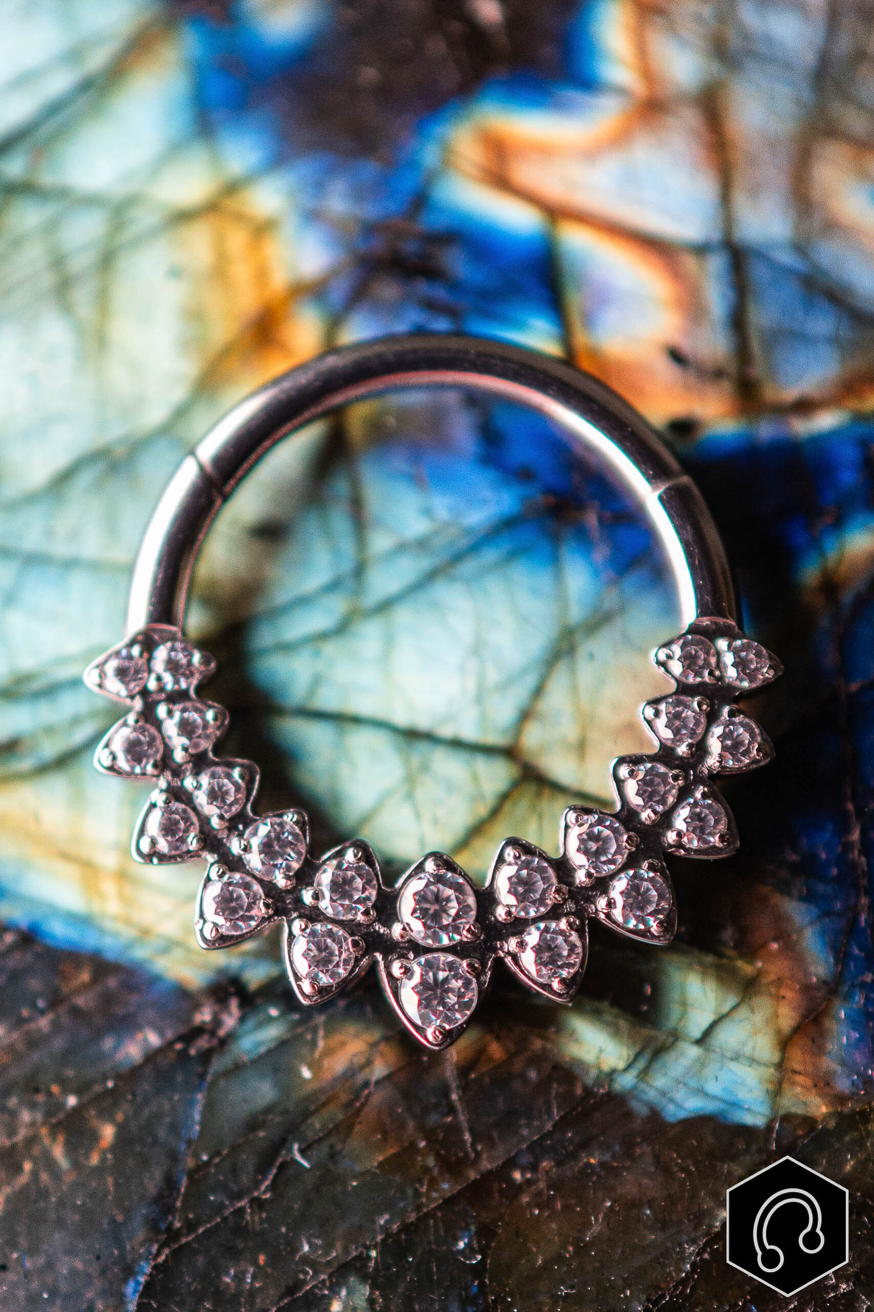 Anneau titane argenté Luna Heart