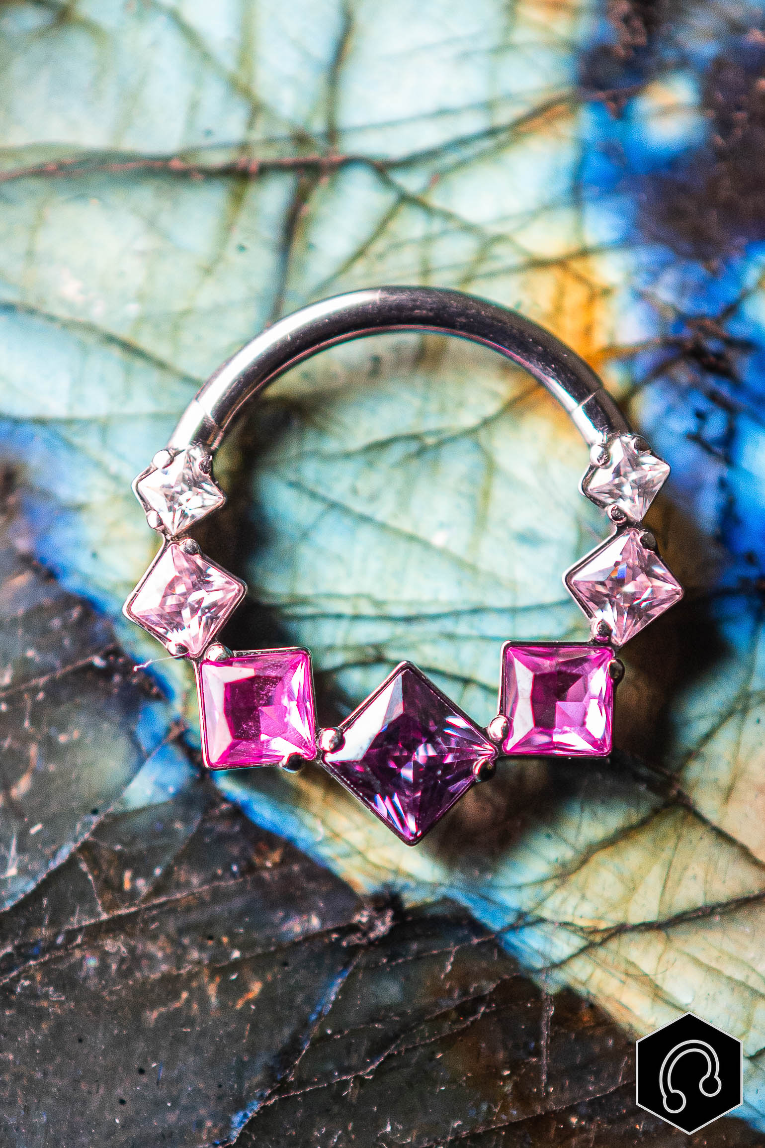 anneau clicker titane argenté prism