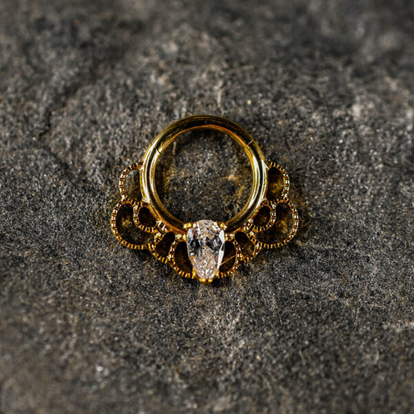 Anneau Titane Doré Gemstone