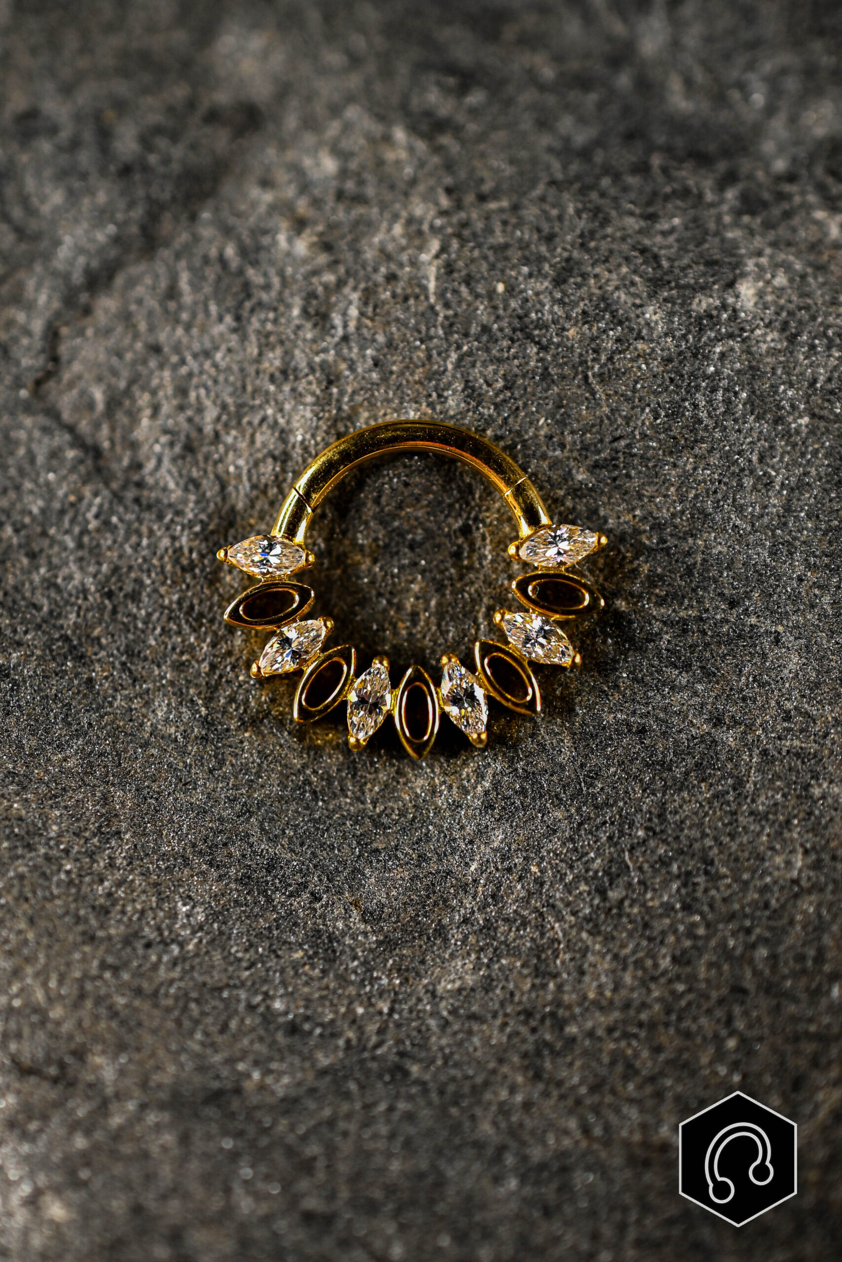 Anneau Clicker doré Rhombus