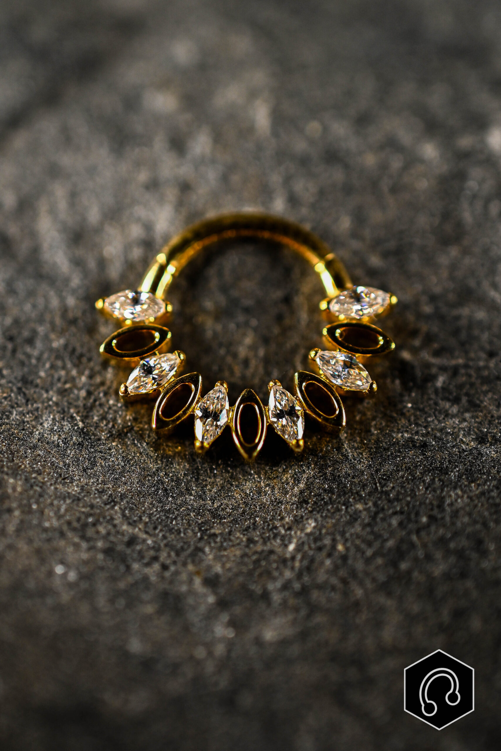 Anneau Clicker doré Rhombus