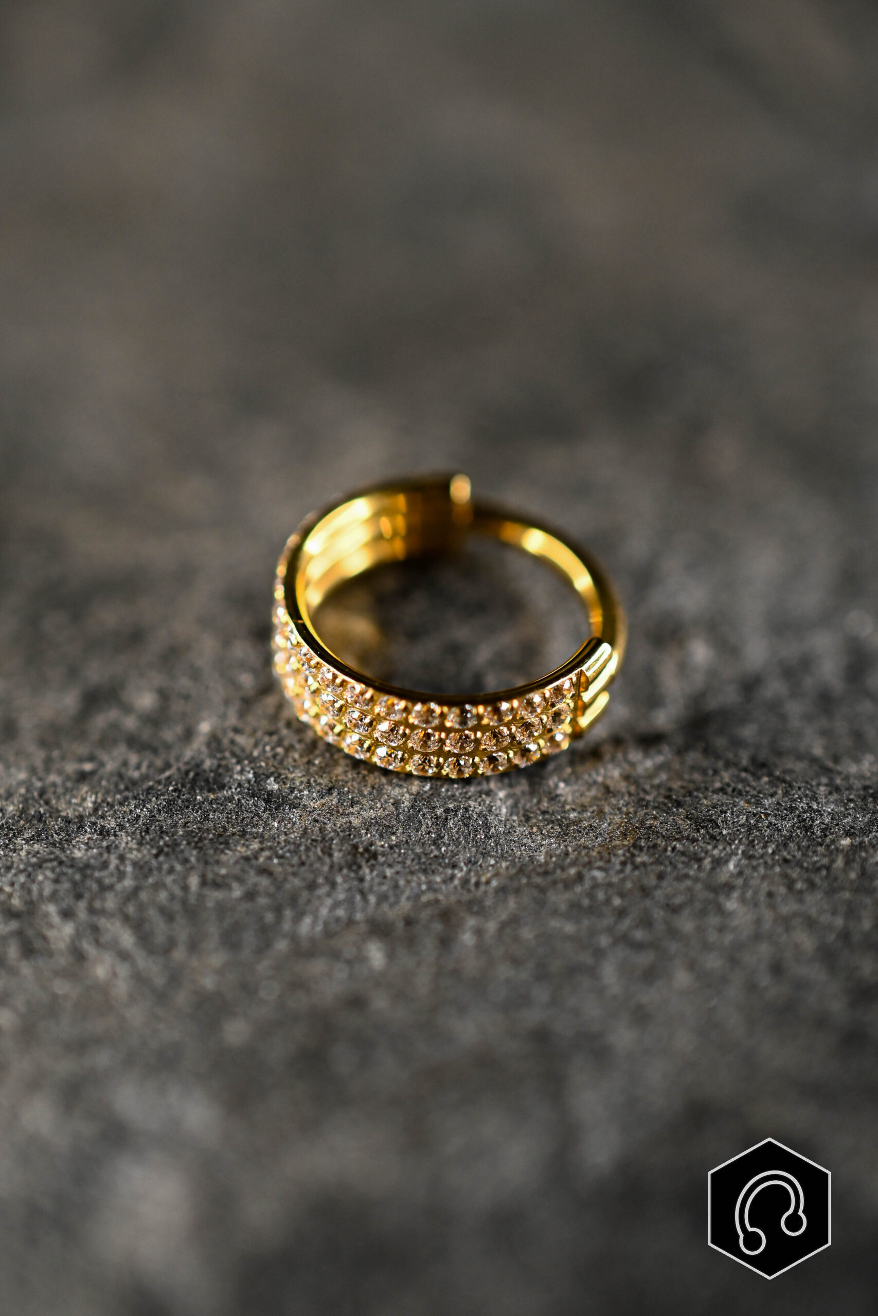 Anneau Titane Doré Triple shine