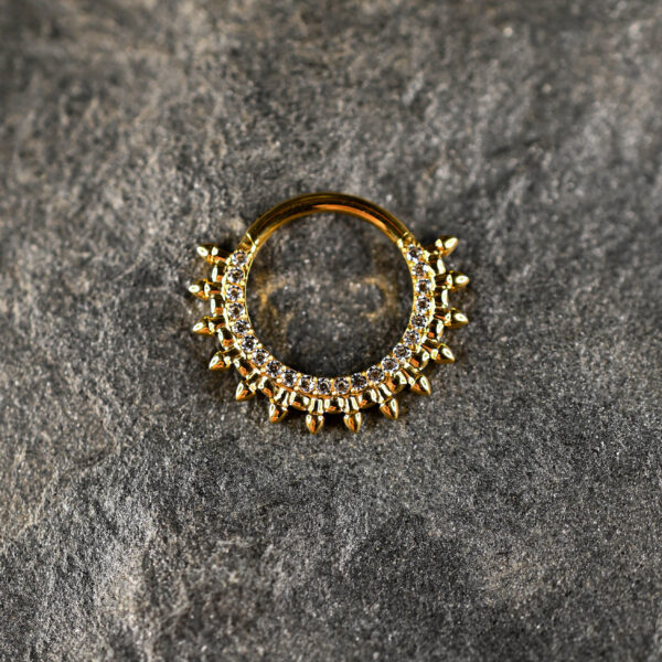 Anneau clicker titane doré Crown Spike