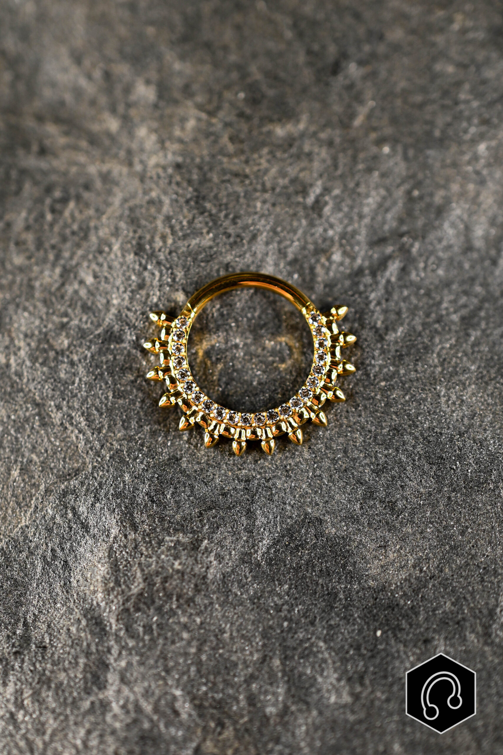 Anneau clicker titane doré Crown Spike