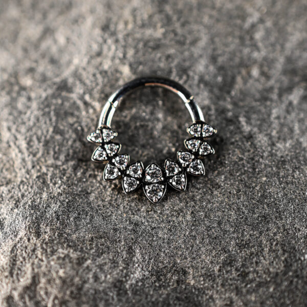 Anneau Titane Argenté Luna Heart