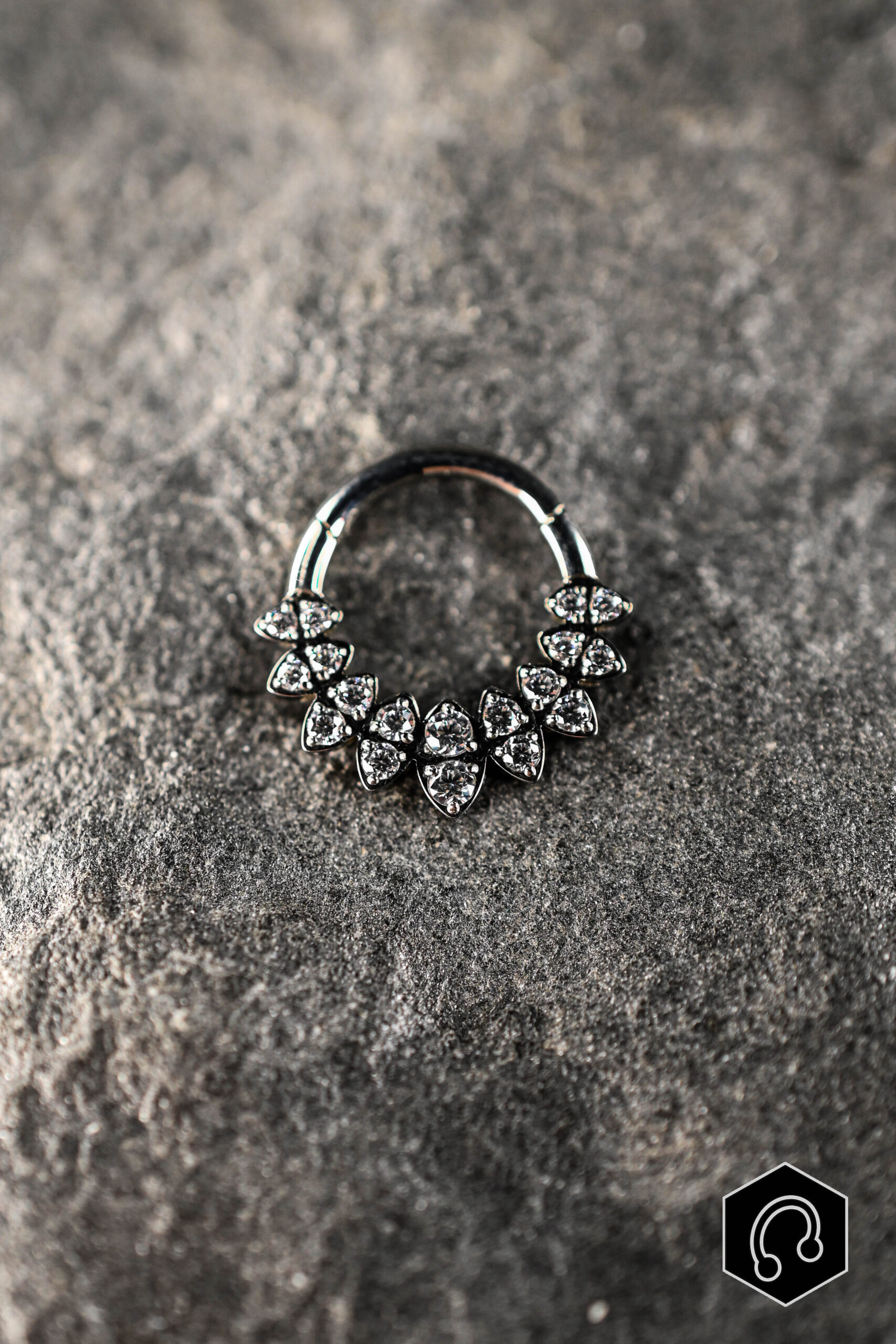 Anneau Titane Argenté Luna Heart