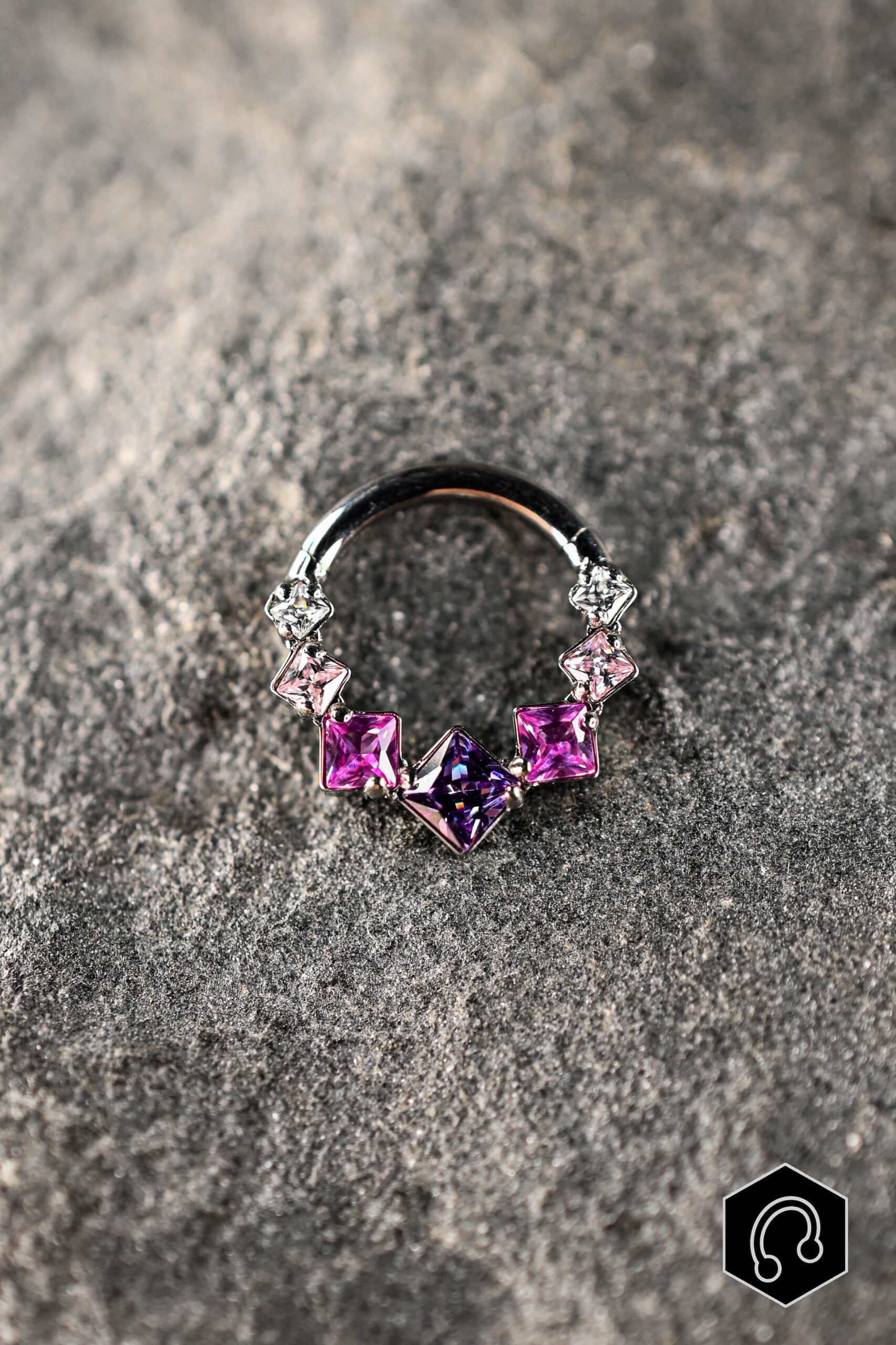 Anneau Clicker Titane Argenté Prism