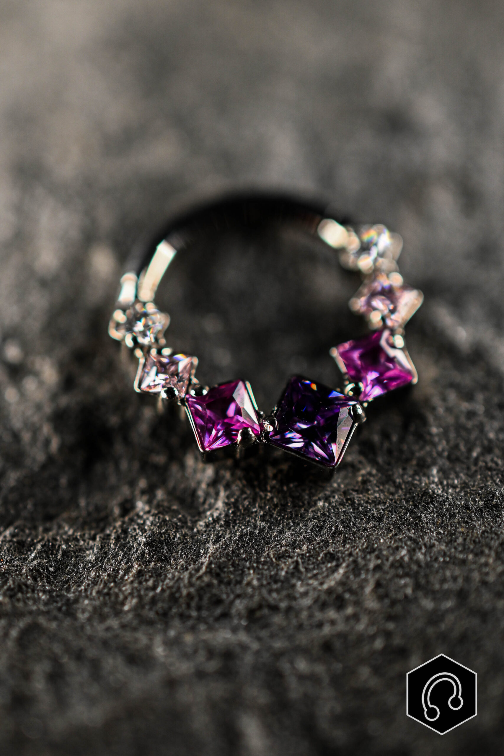 Anneau Clicker Titane Argenté Prism