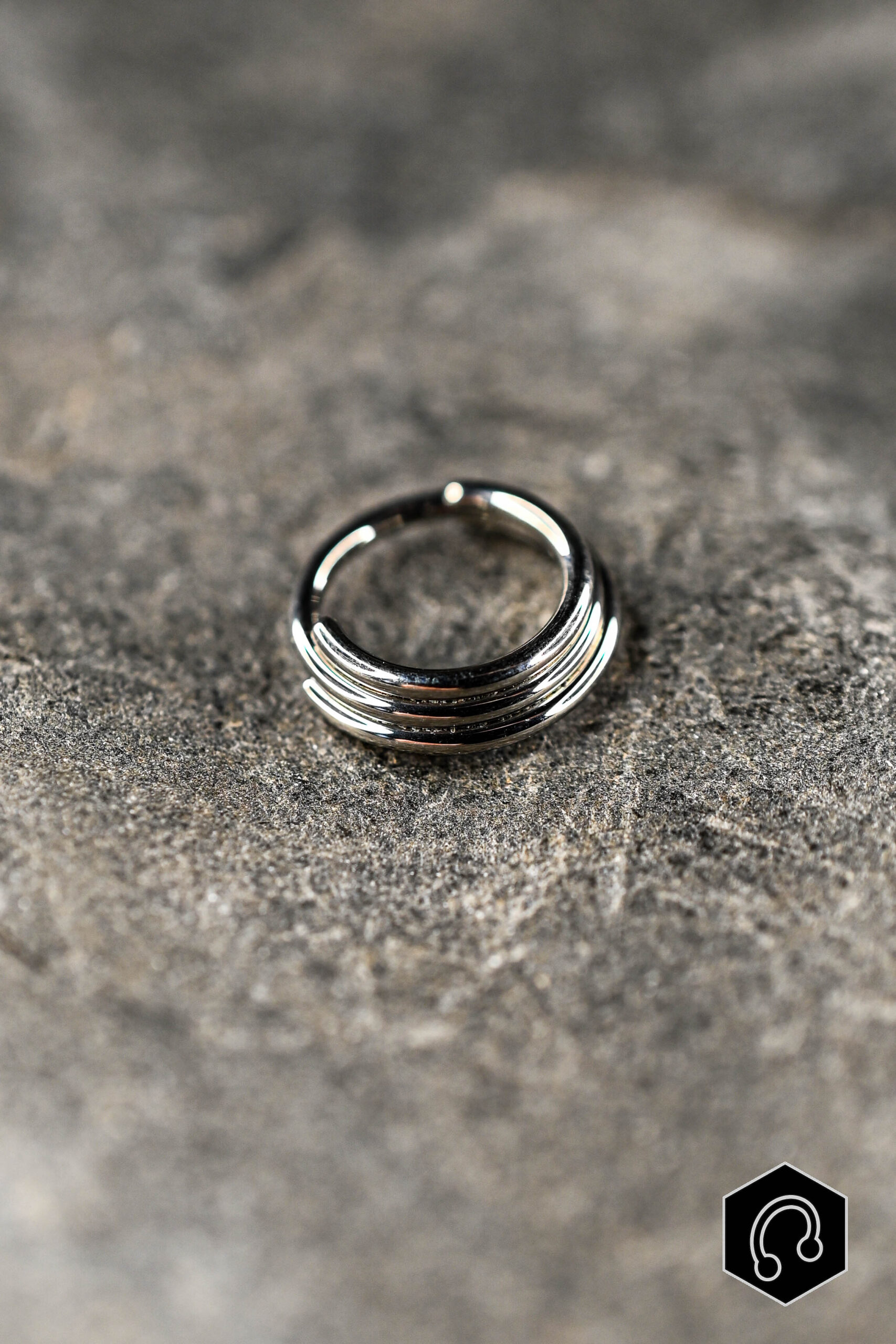 Anneau Clicker Argenté Urban Wave