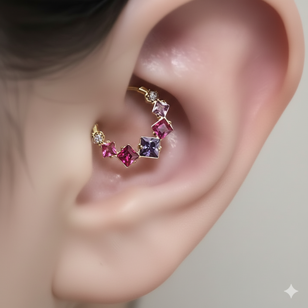 anneau clicker titane argenté prism