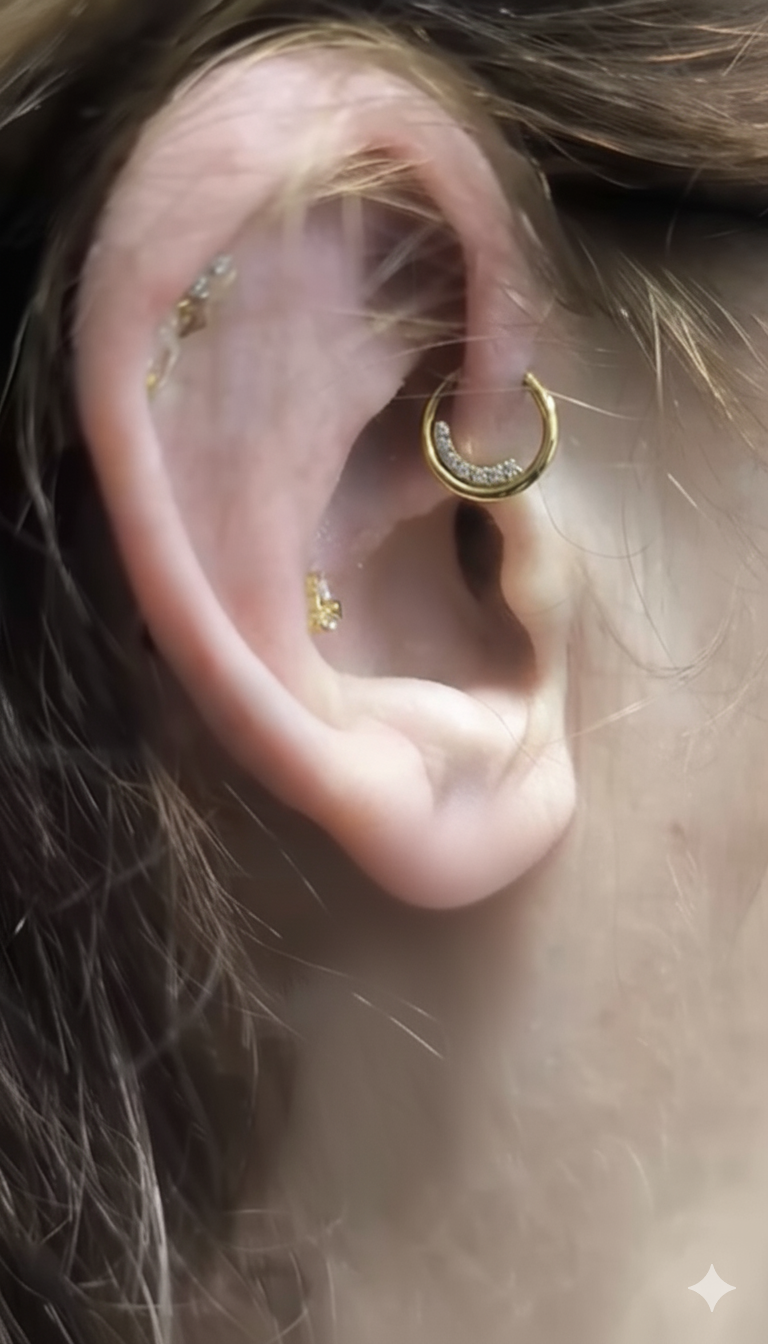 anneau clicker titane dore celestial curve