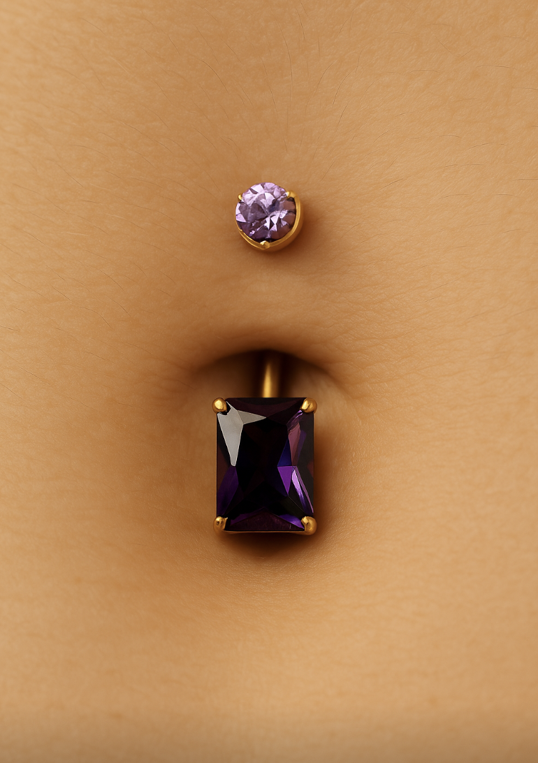 banane titane nombril doré esmeralda zircon violet