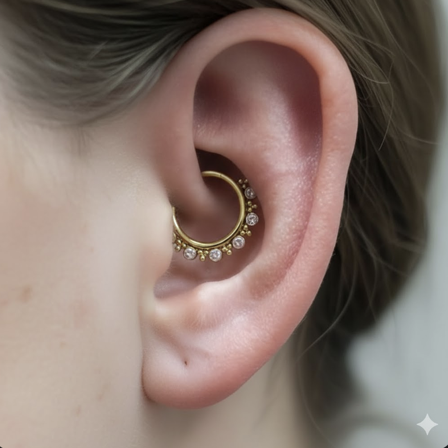 Anneau clicker titane doré Grace – bijou piercing septum, daith, hélix, lobe
