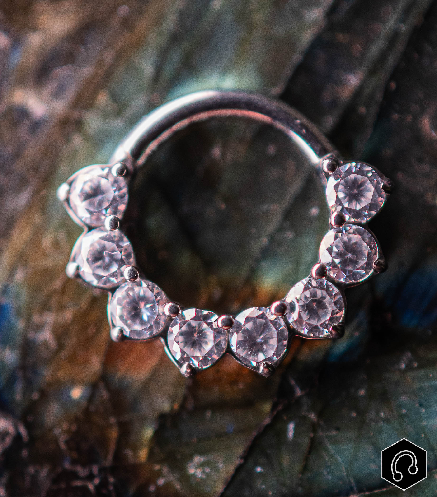 Anneau clicker titane argenté Shiny