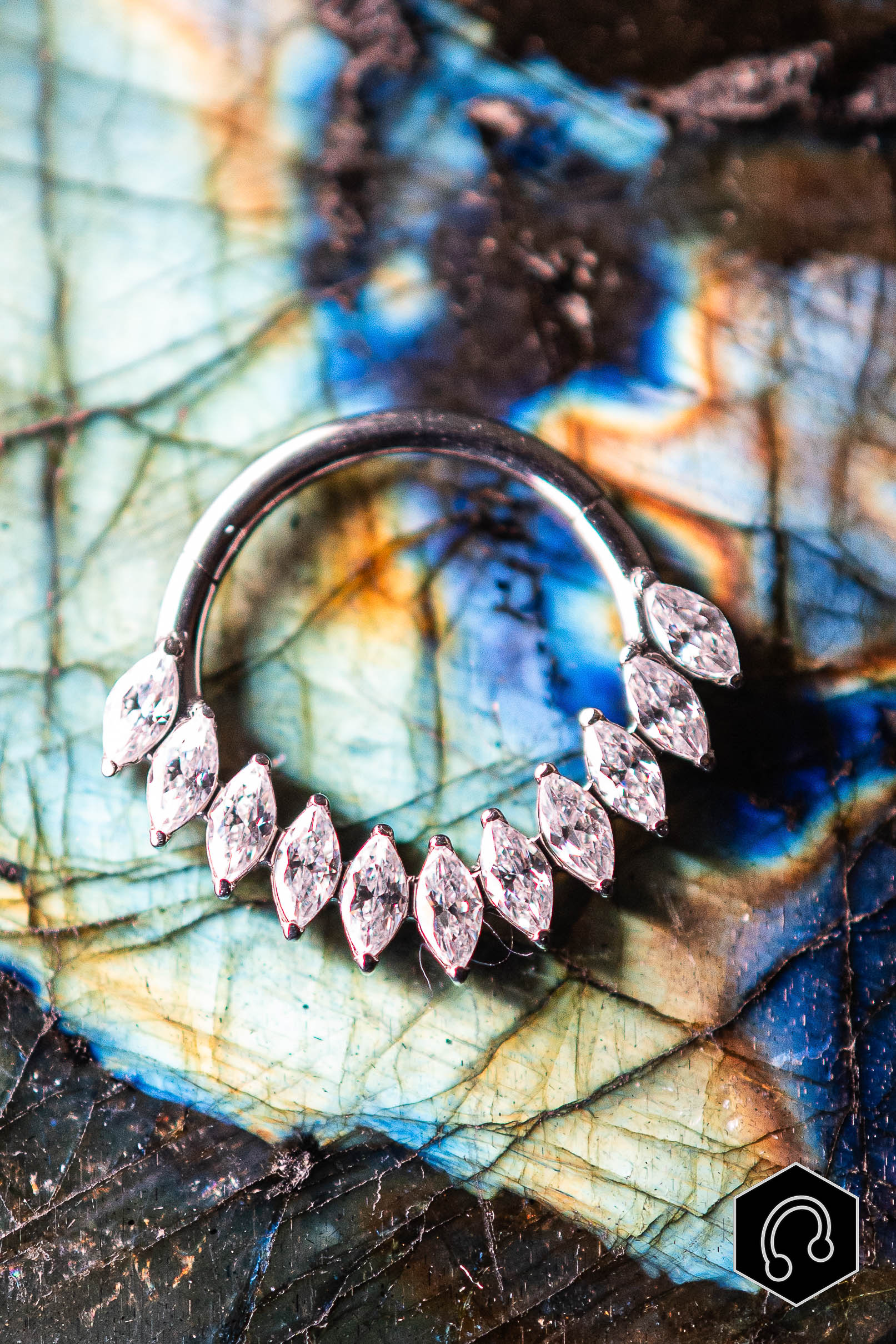 Anneau Clicker Titane Silver Bloom