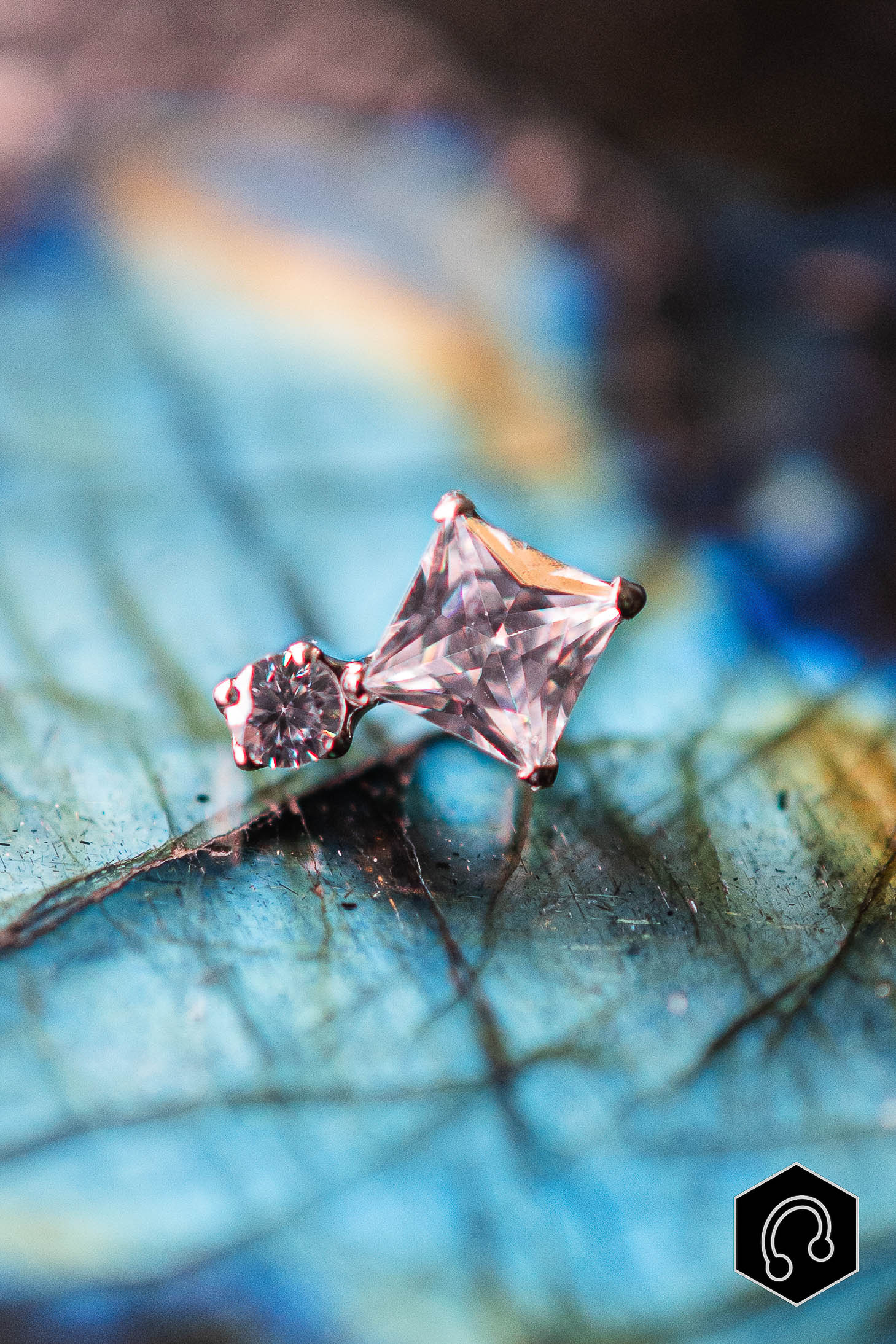 Labret Titane Argenté Diamond Duo