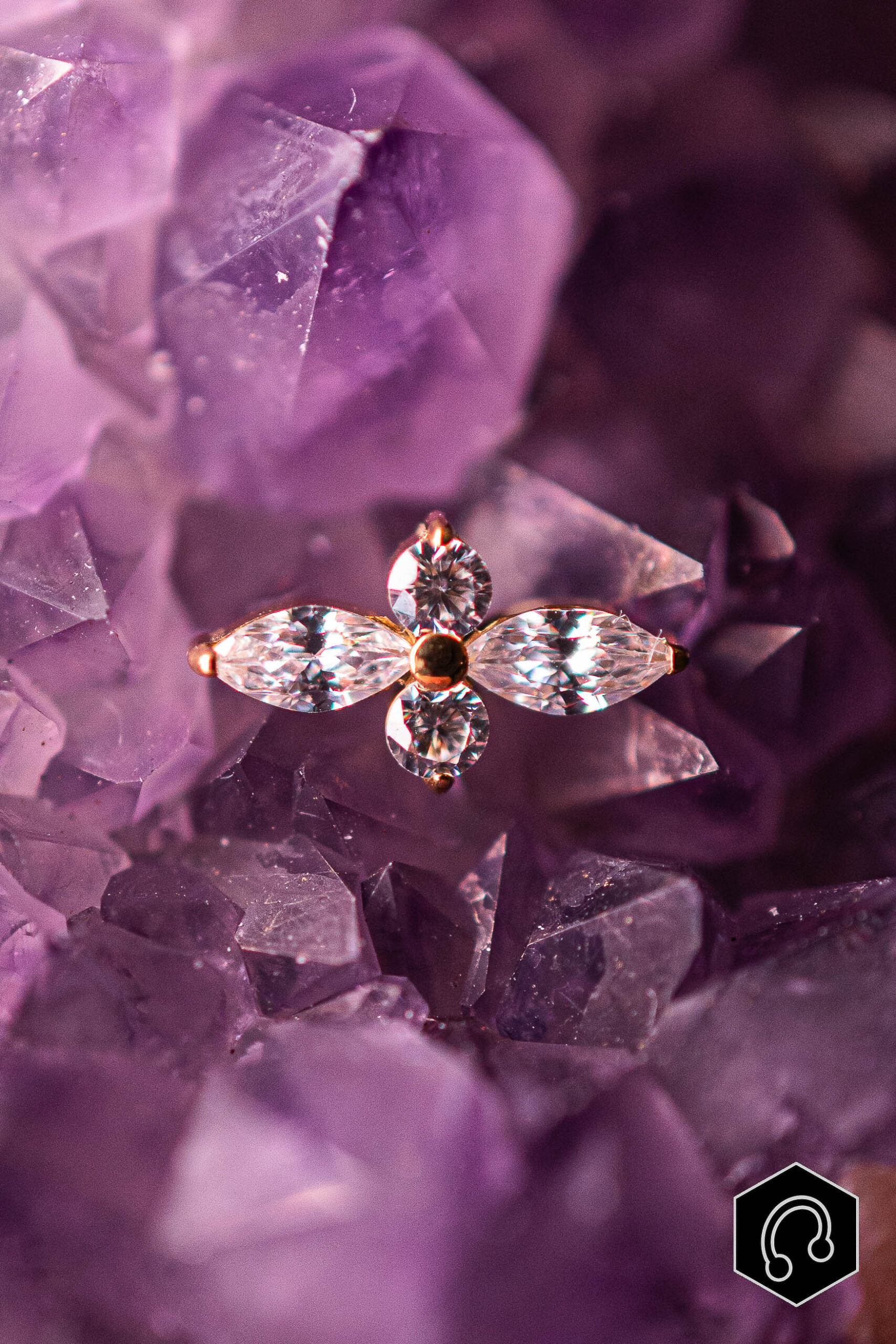 Labret Doré Crystal Céleste Moyen