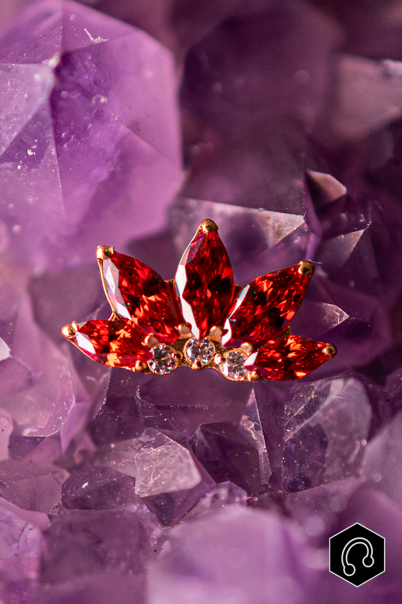 Labret Titane Doré Crimson Bloom