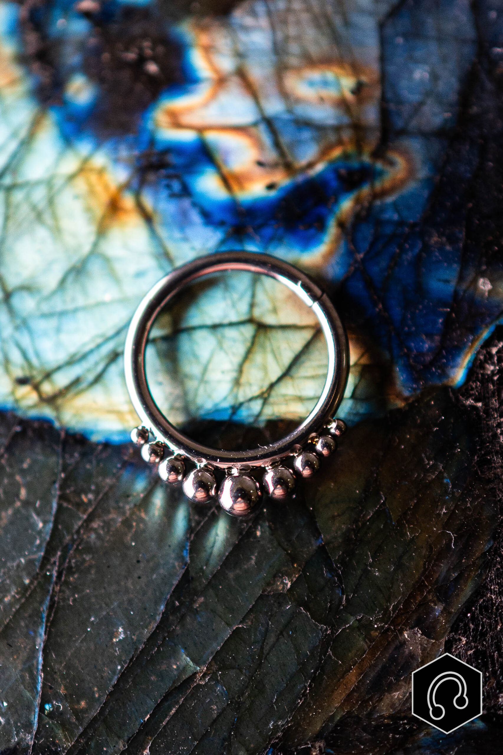 Anneau Titane Argenté Luna Beads