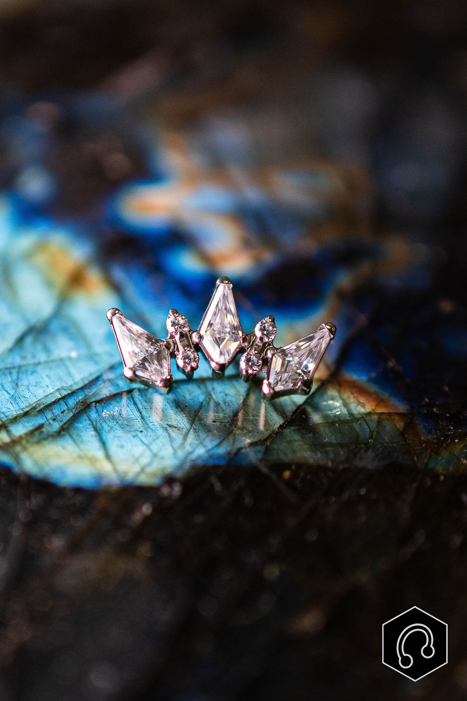 Labret Titane Argenté Crystal Crown