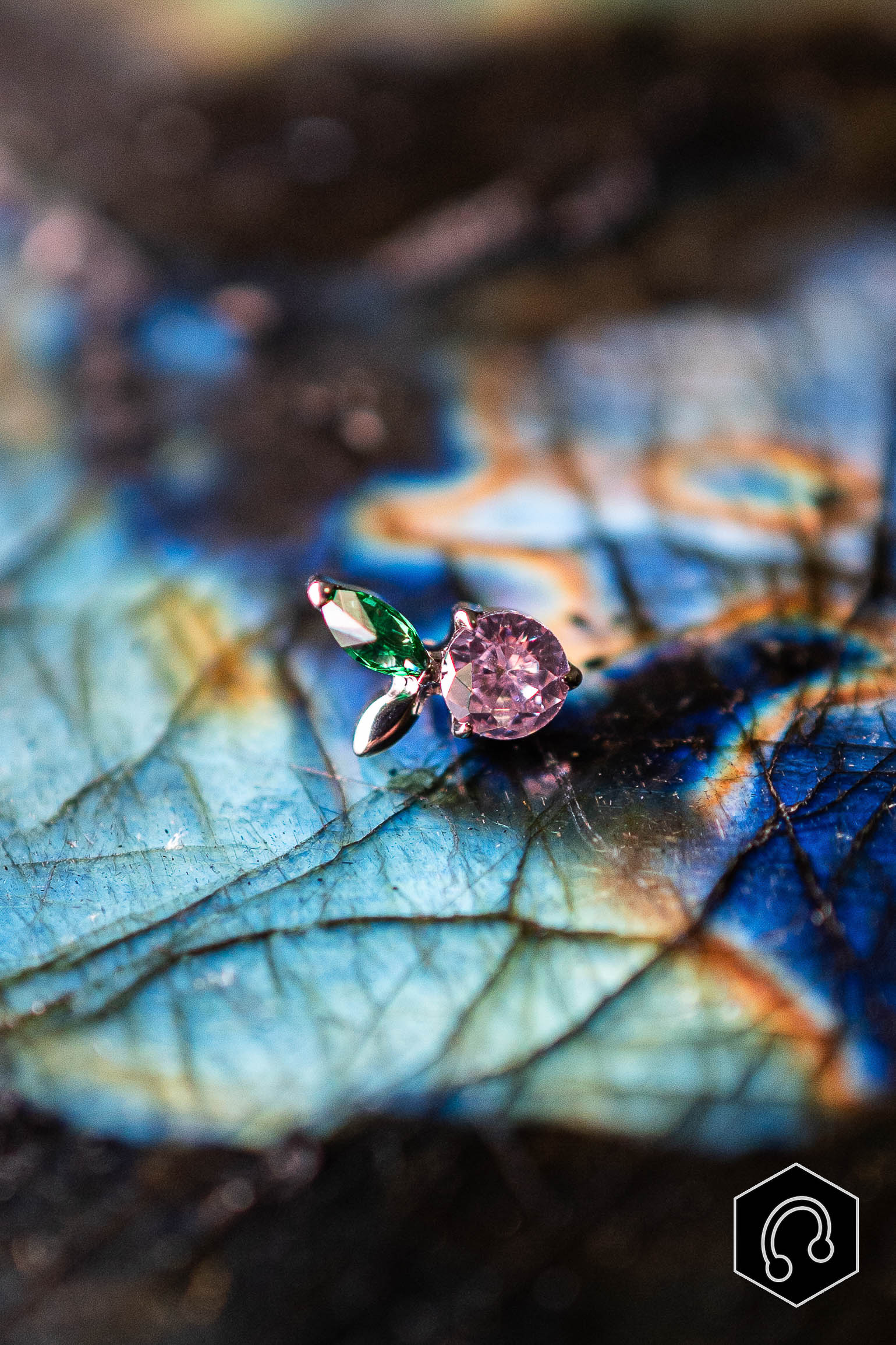 Labret Titane Pink Blossom Gem