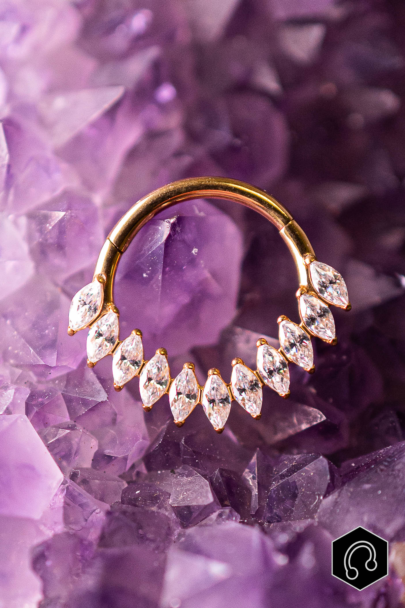 Anneau Clicker Titane Golden Bloom