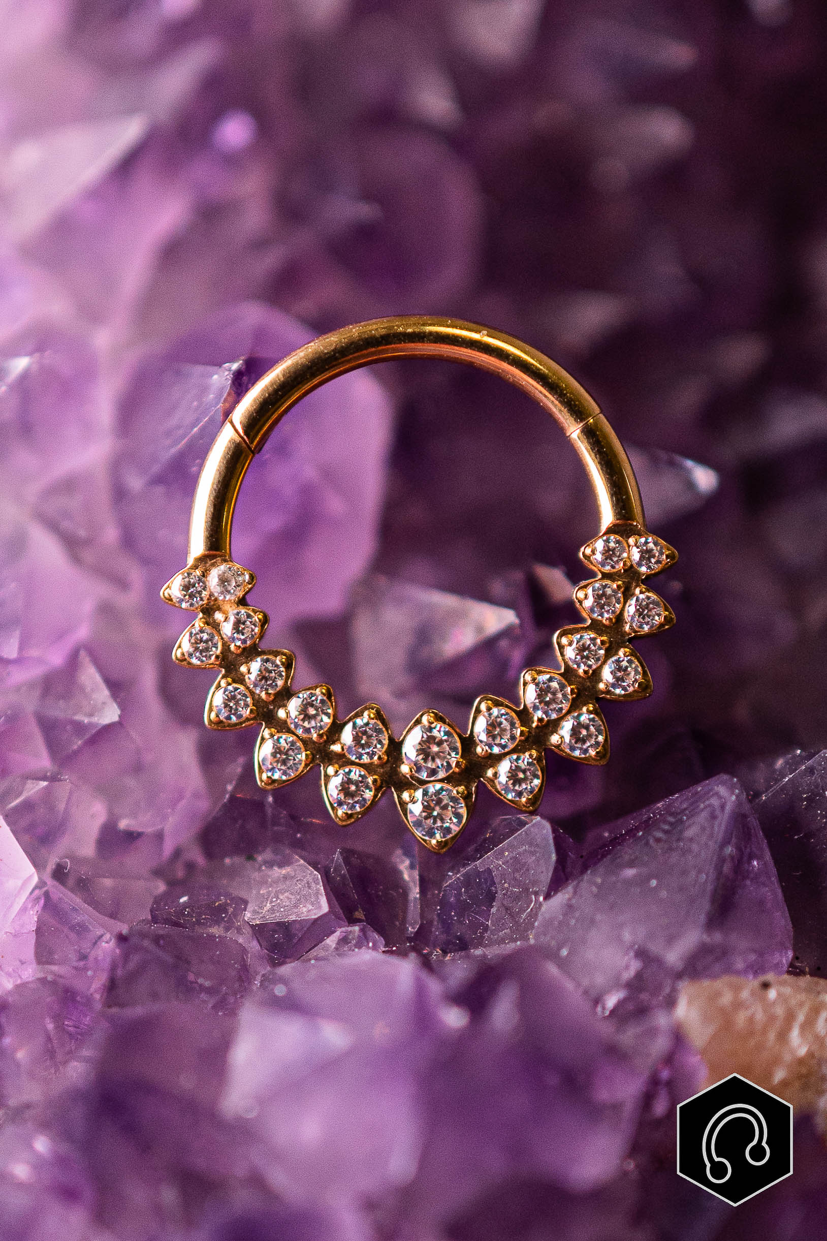 anneau titane doré Luna Heart