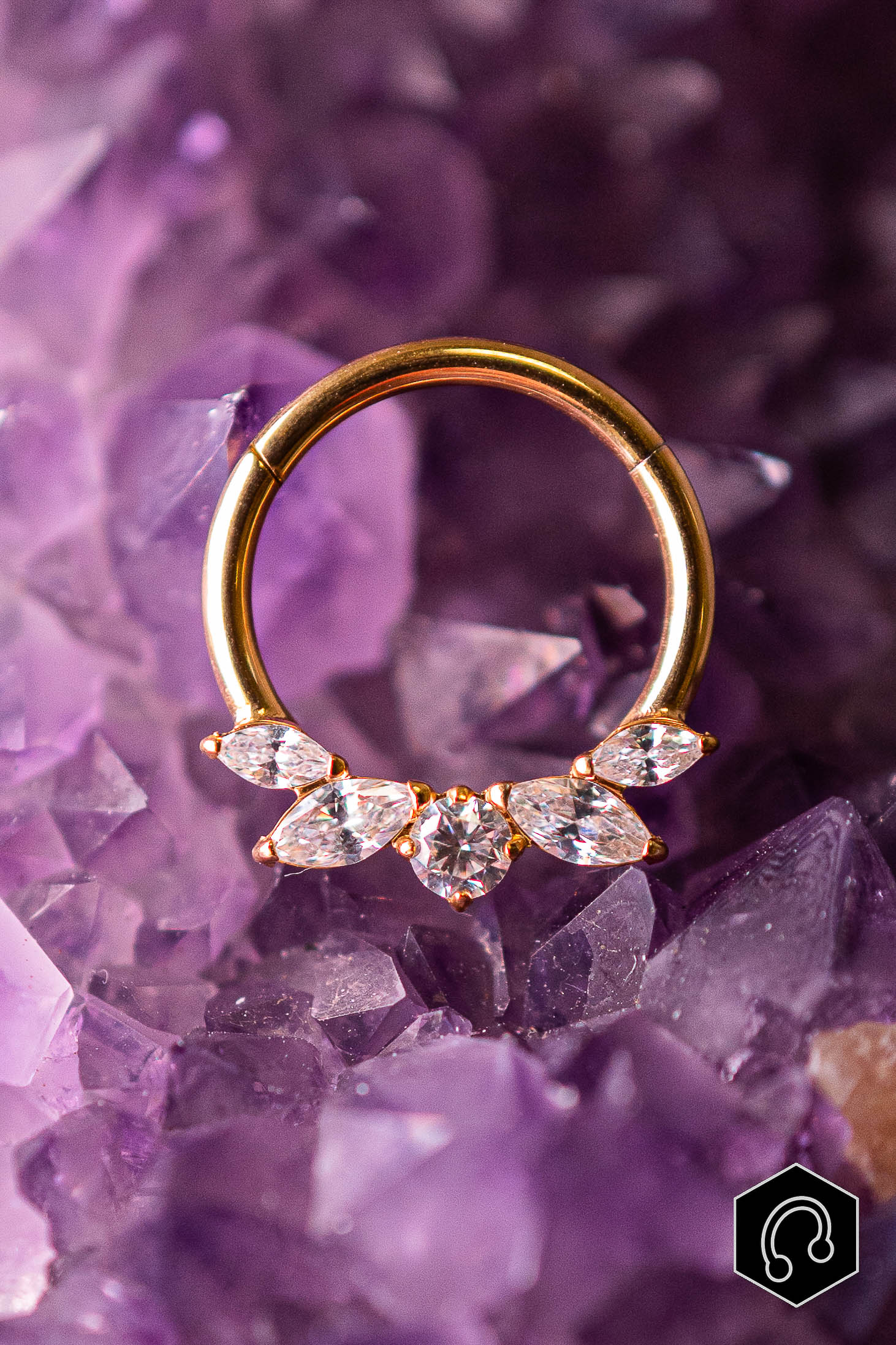 Anneau Clicker Titane Doré Aurora Petals