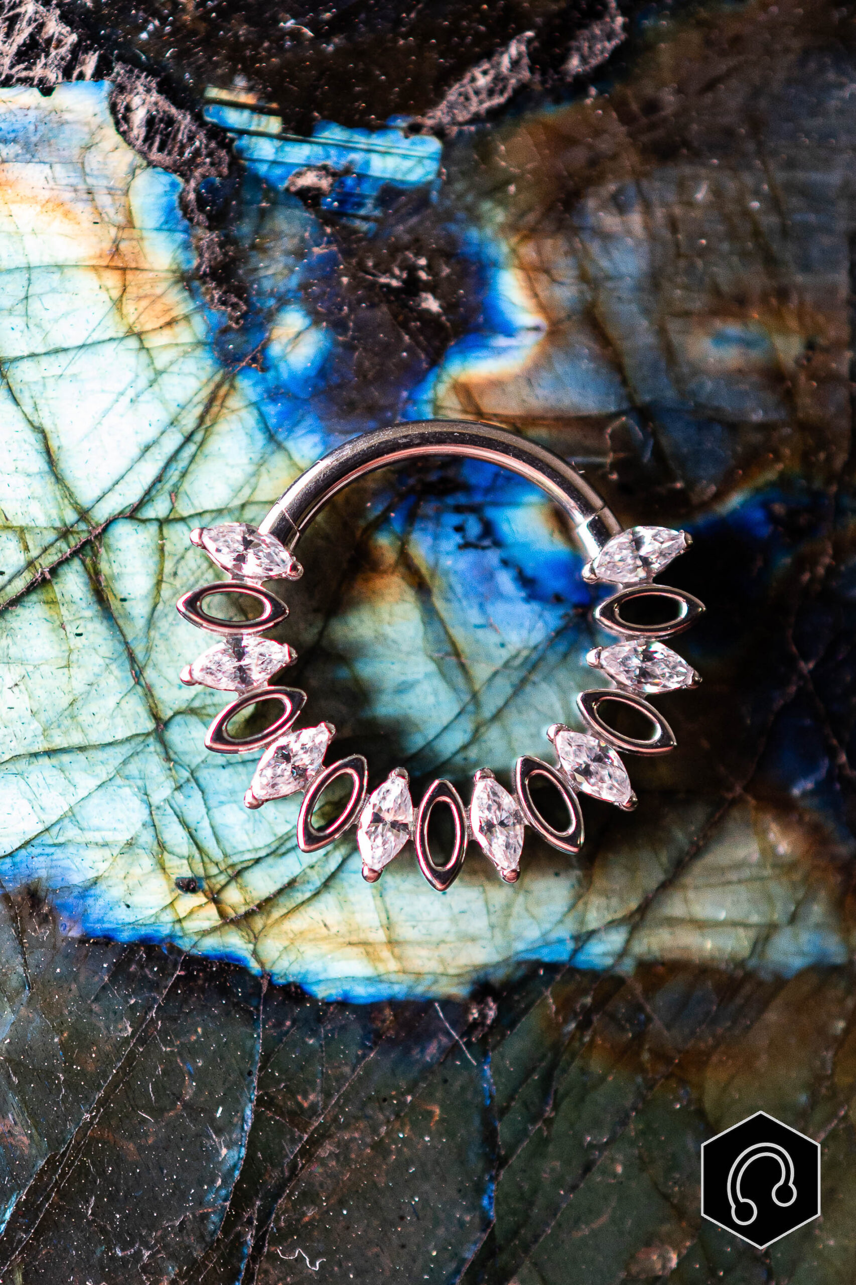 Anneau Clicker Titane Argenté Rhombus