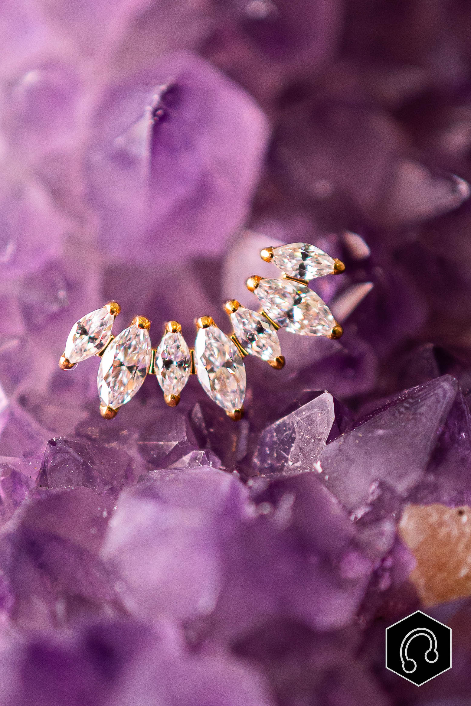 Labret Titane Doré Marquise Halo