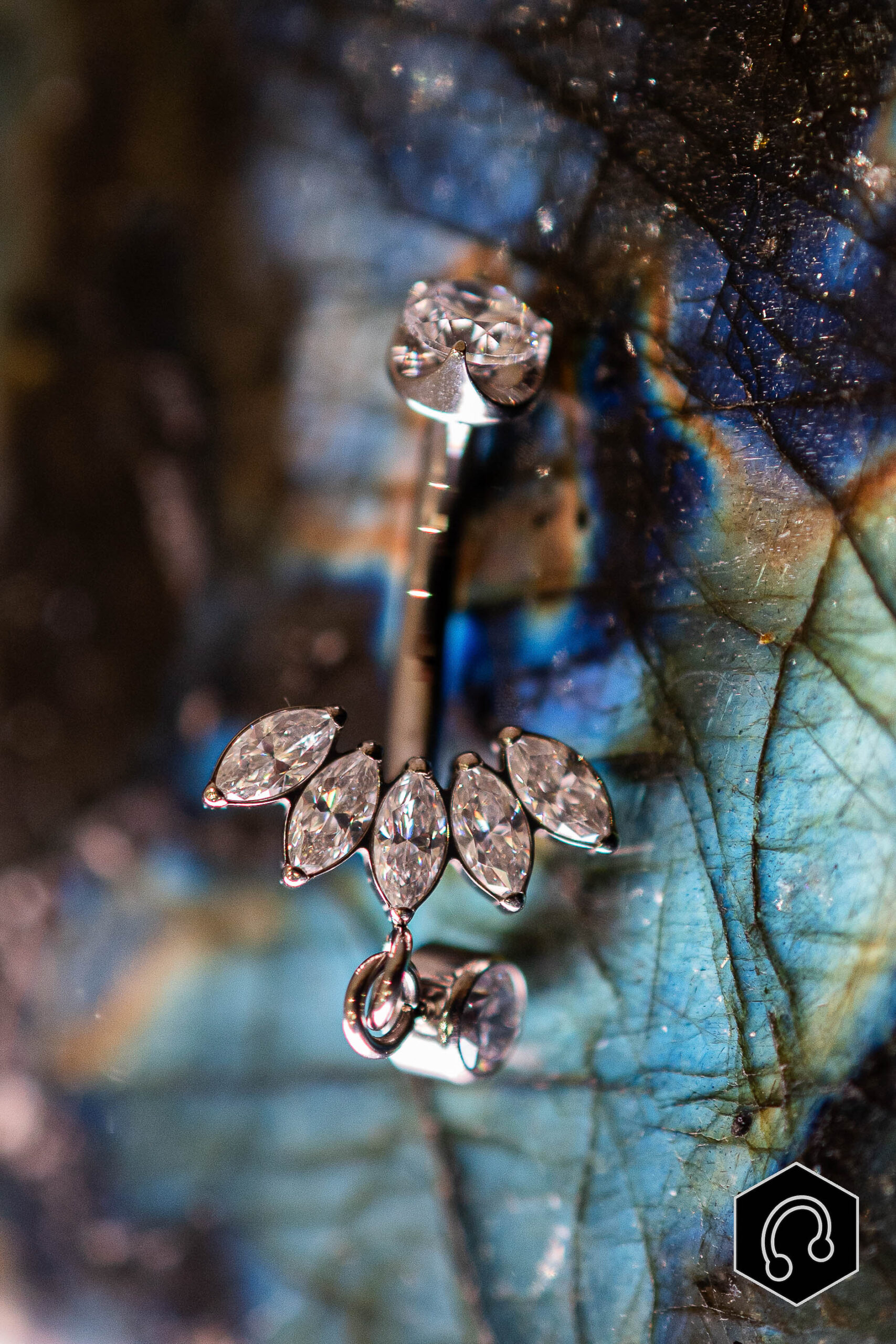 Banane Nombril Titane Argenté Crystal Wings