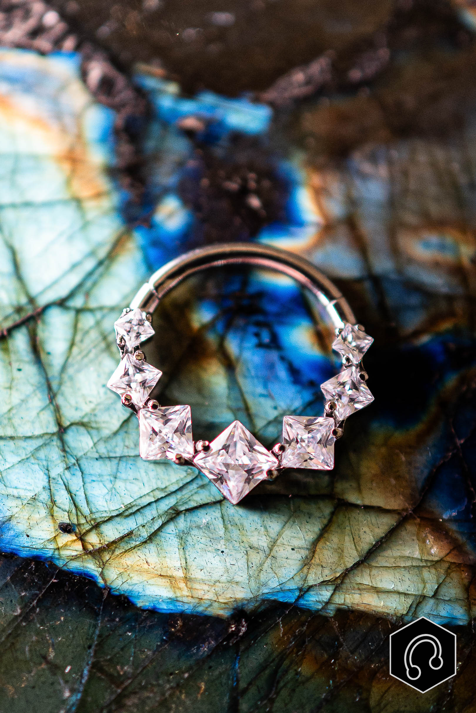 Anneau Clicker Titane Argenté Prism