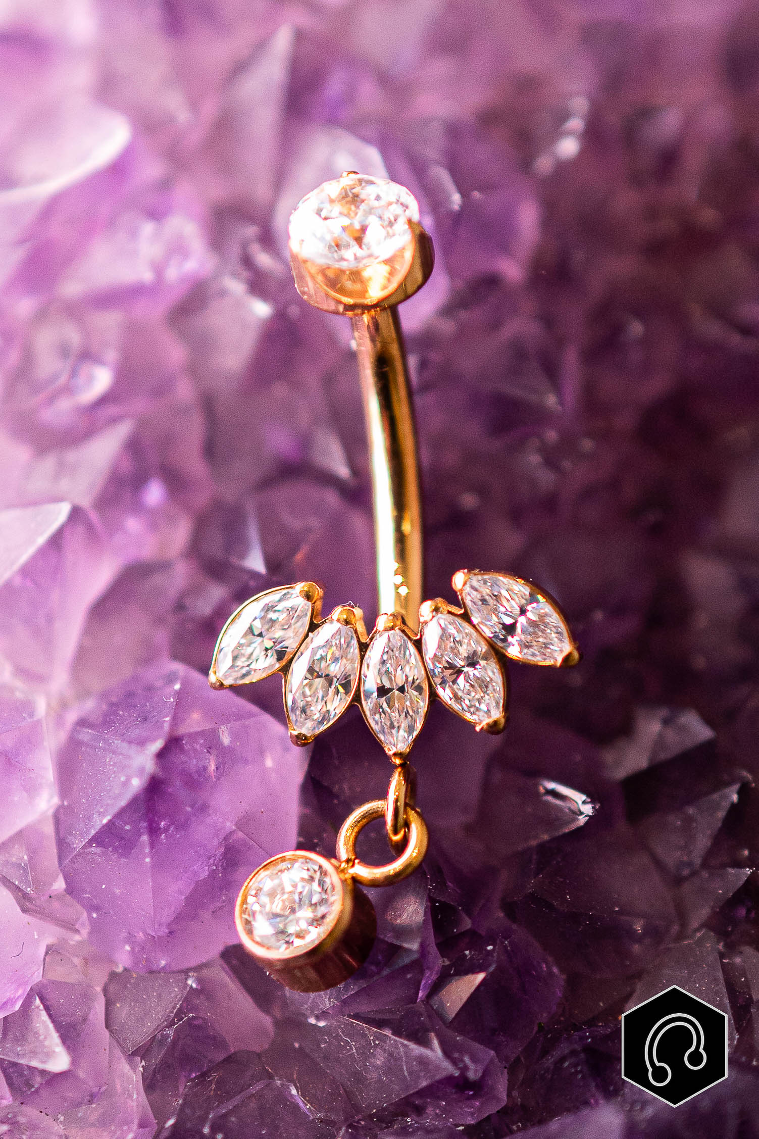 Banane Nombril Titane Doré Crystal Wings