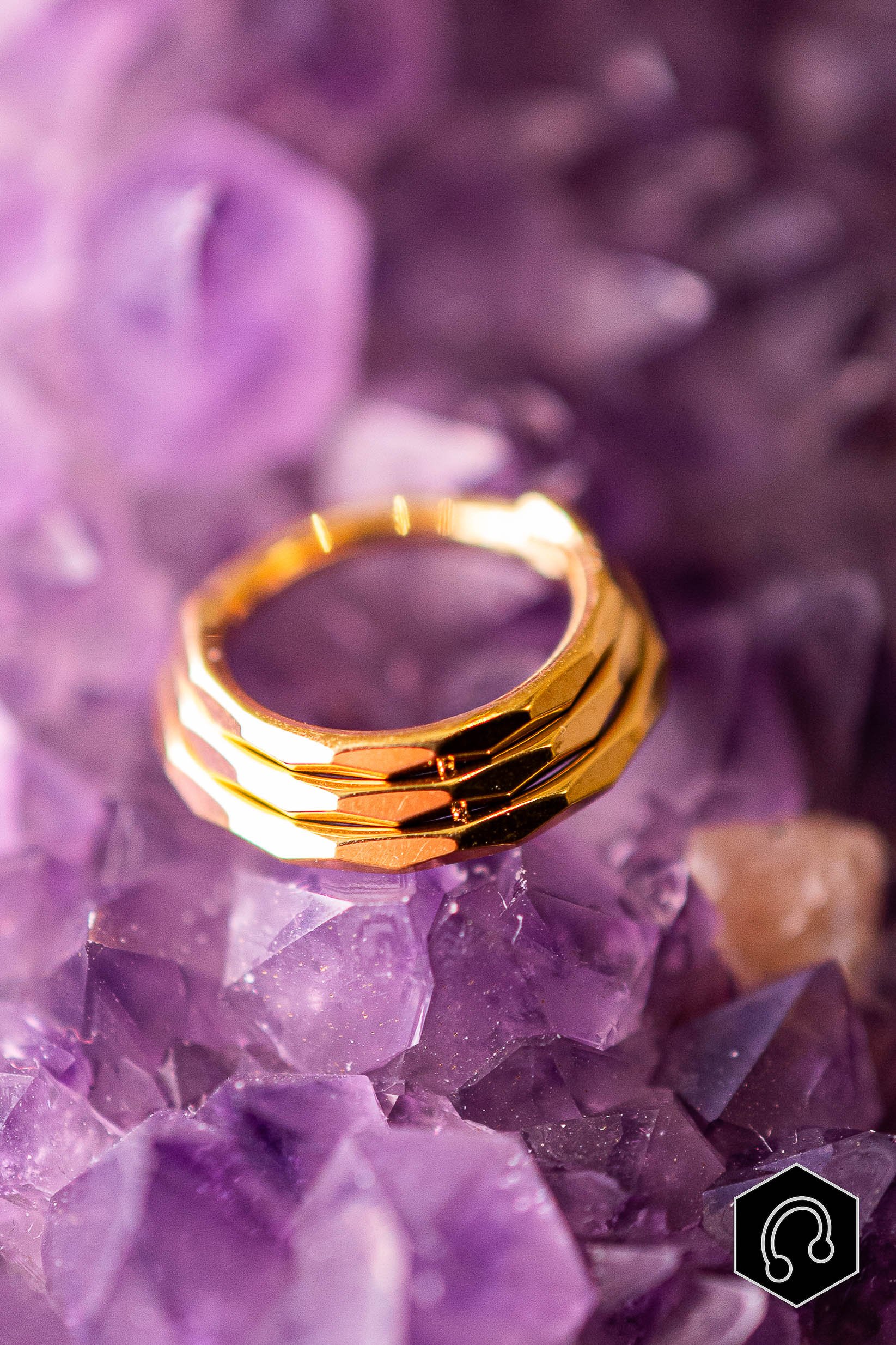 Anneau Titane Doré Edge