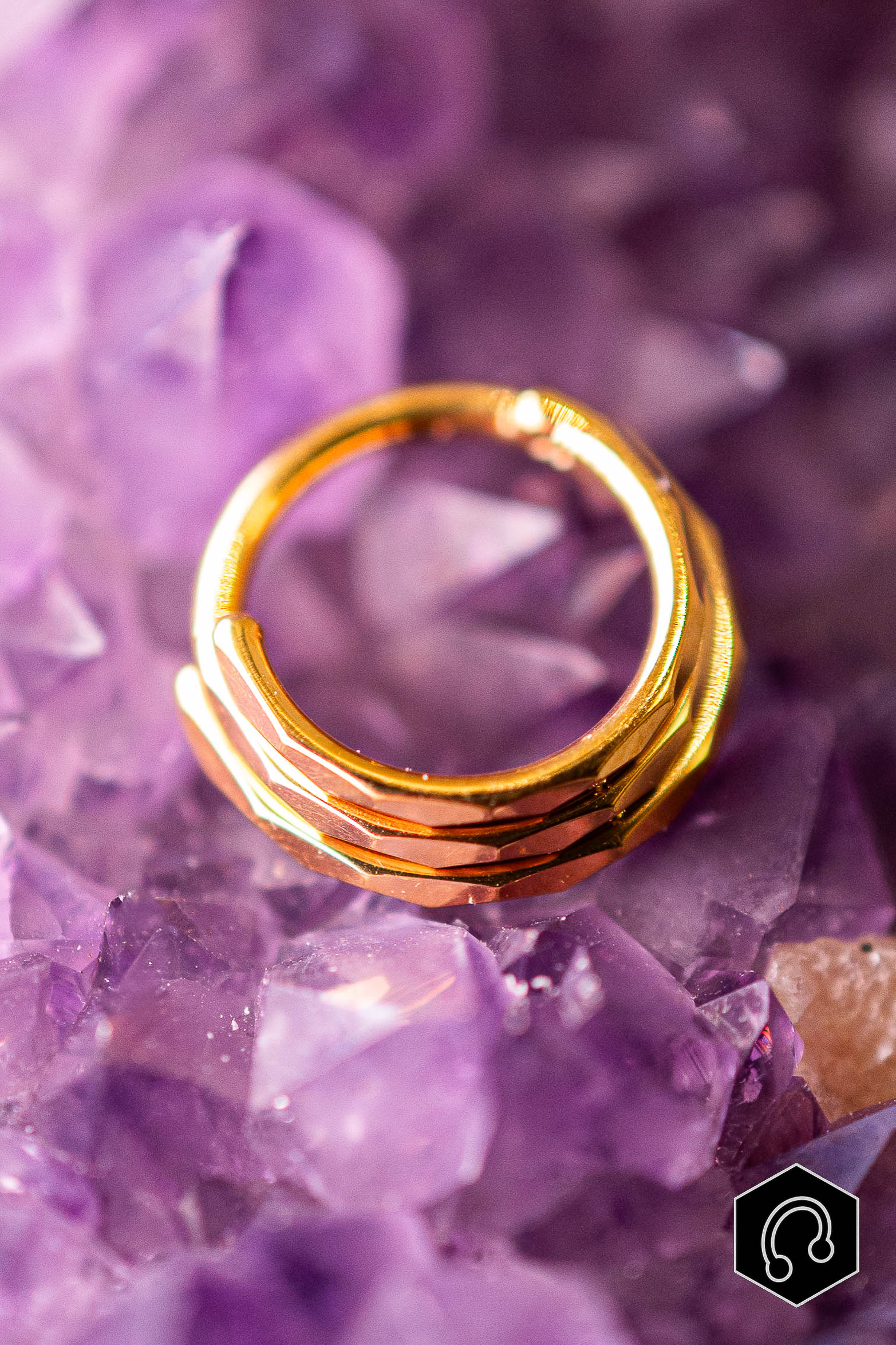 Anneau Titane Doré Edge