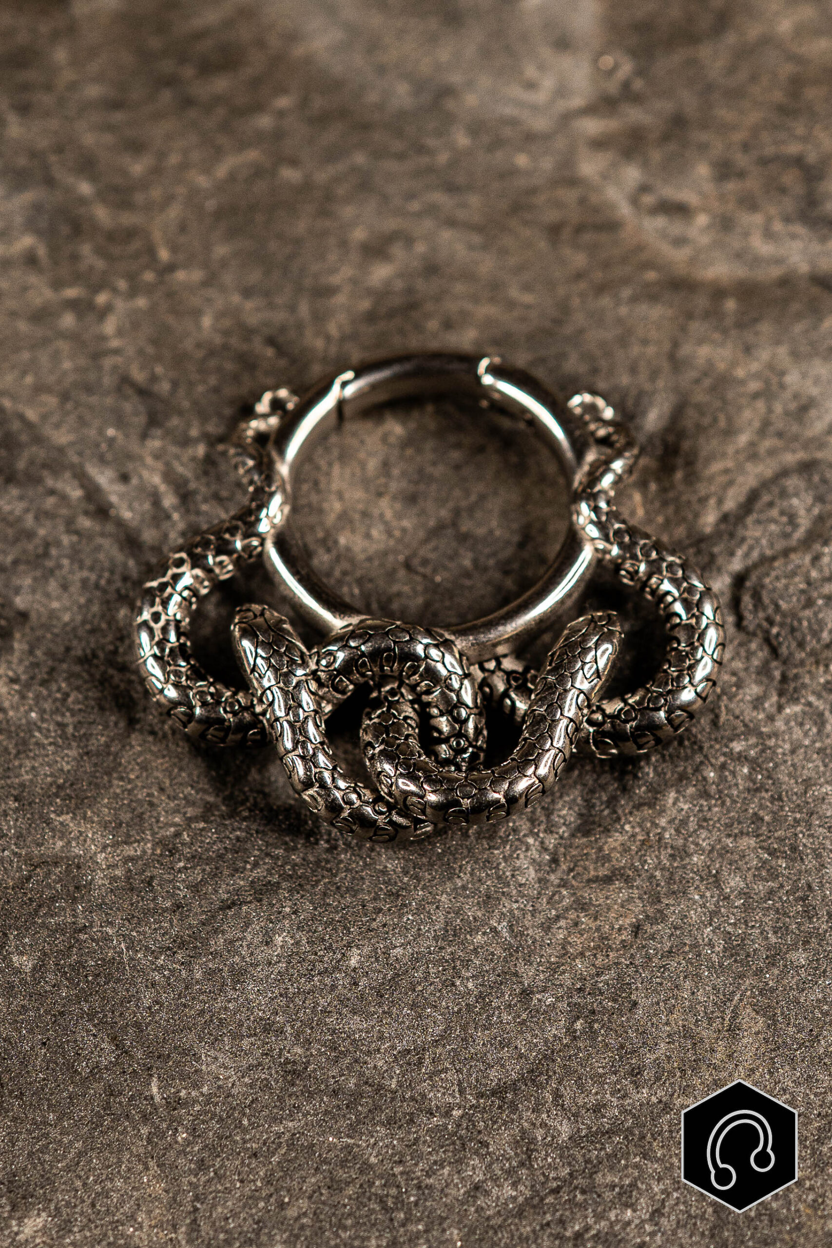 Poids d'oreille argenté Venom Coil