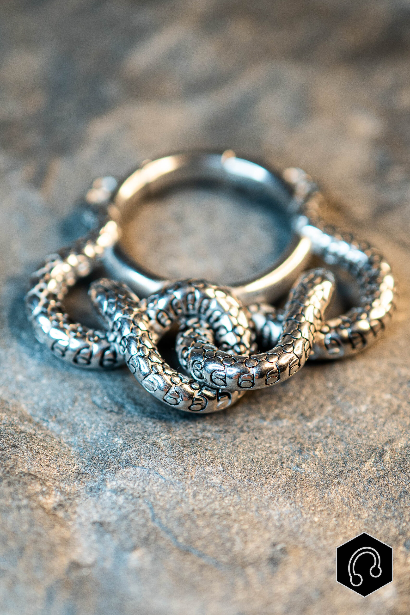 Poids d'oreille argenté Venom Coil