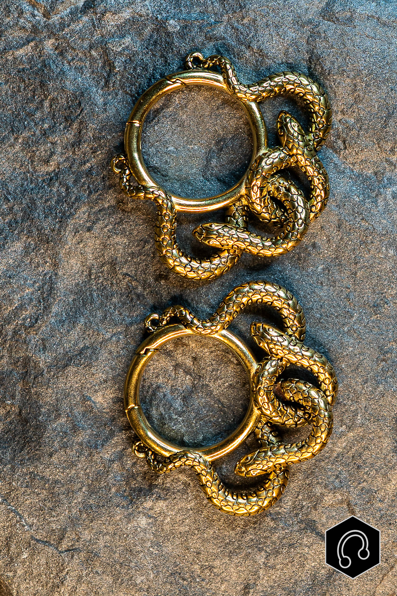 Poids d'oreille doré Venom Coil