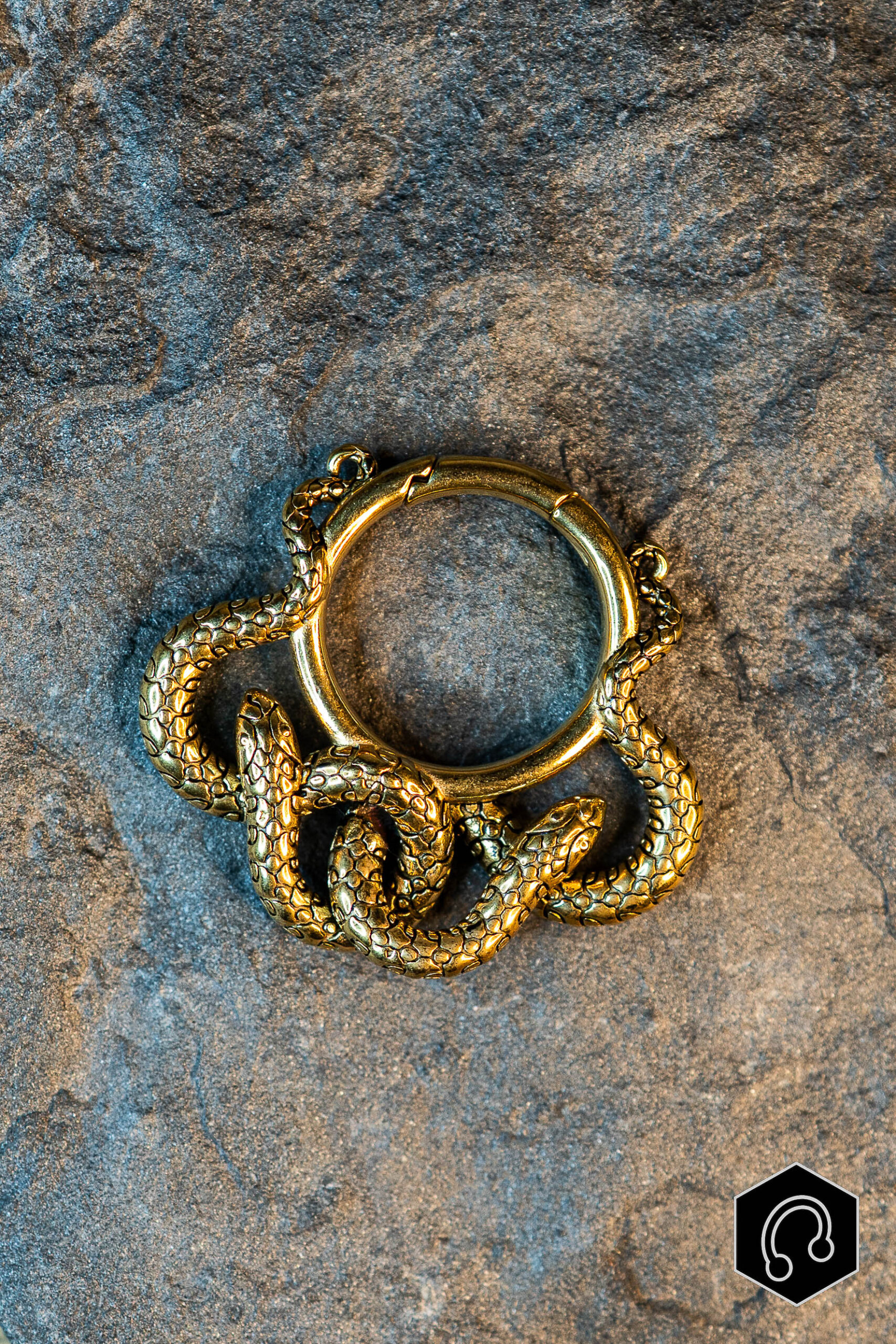 Poids d'oreille doré Venom Coil