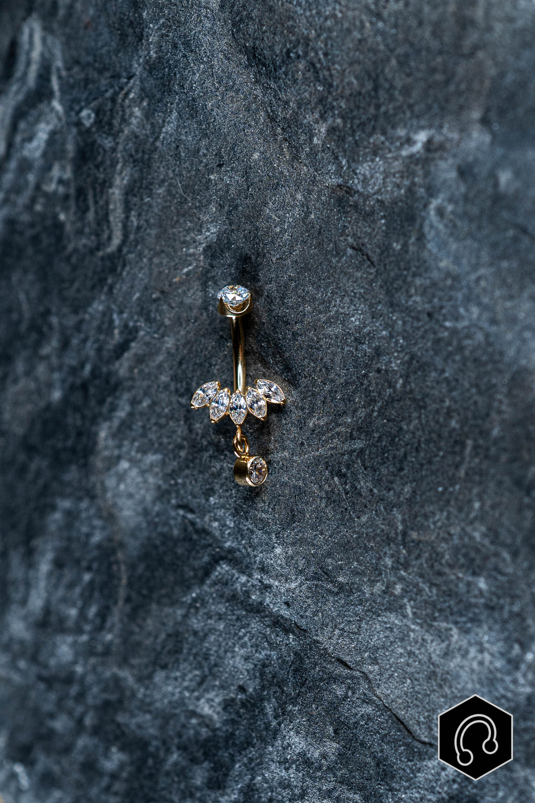 Banane Nombril Titane Doré Crystal Wings