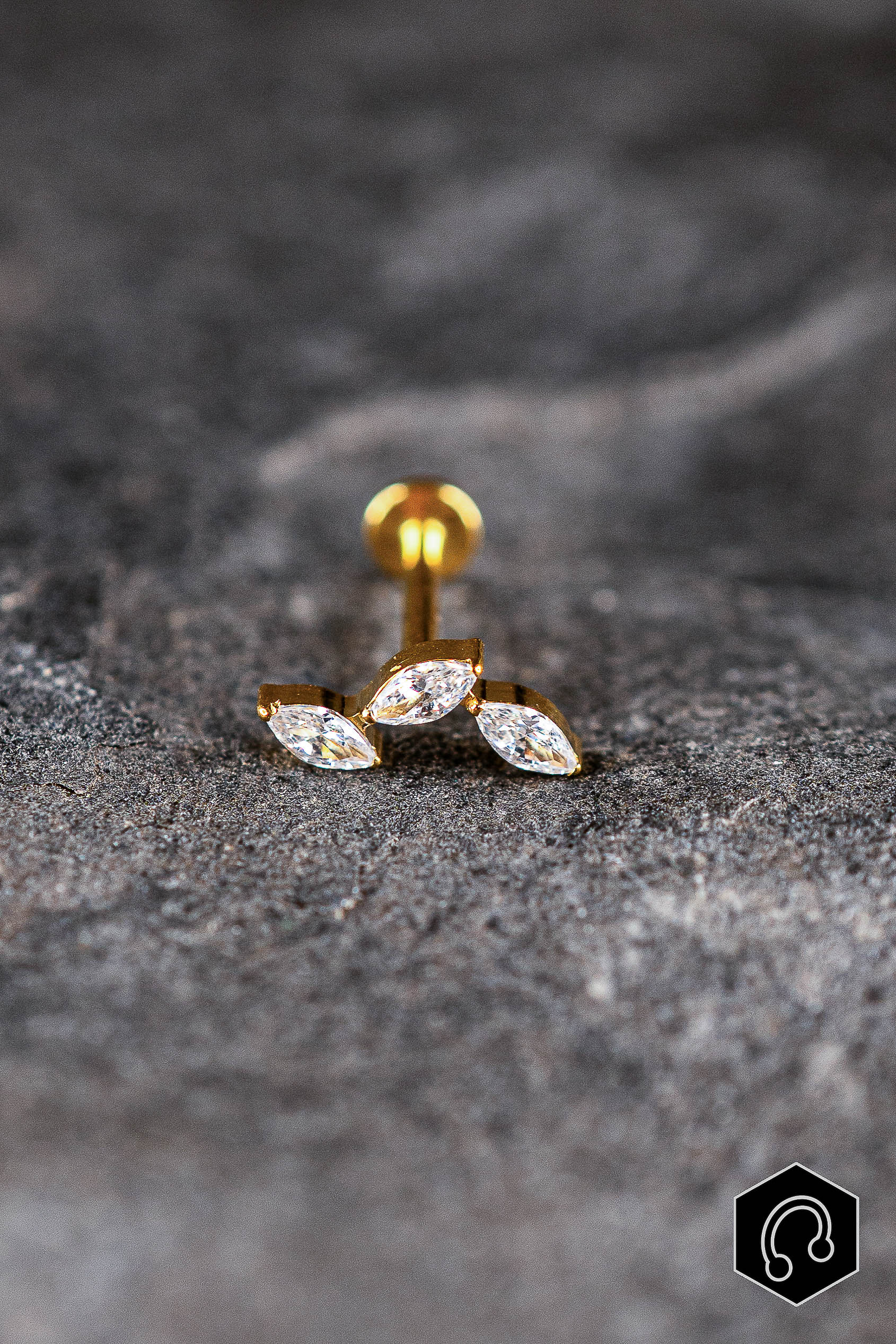 Labret Titane Doré Crystal Arc