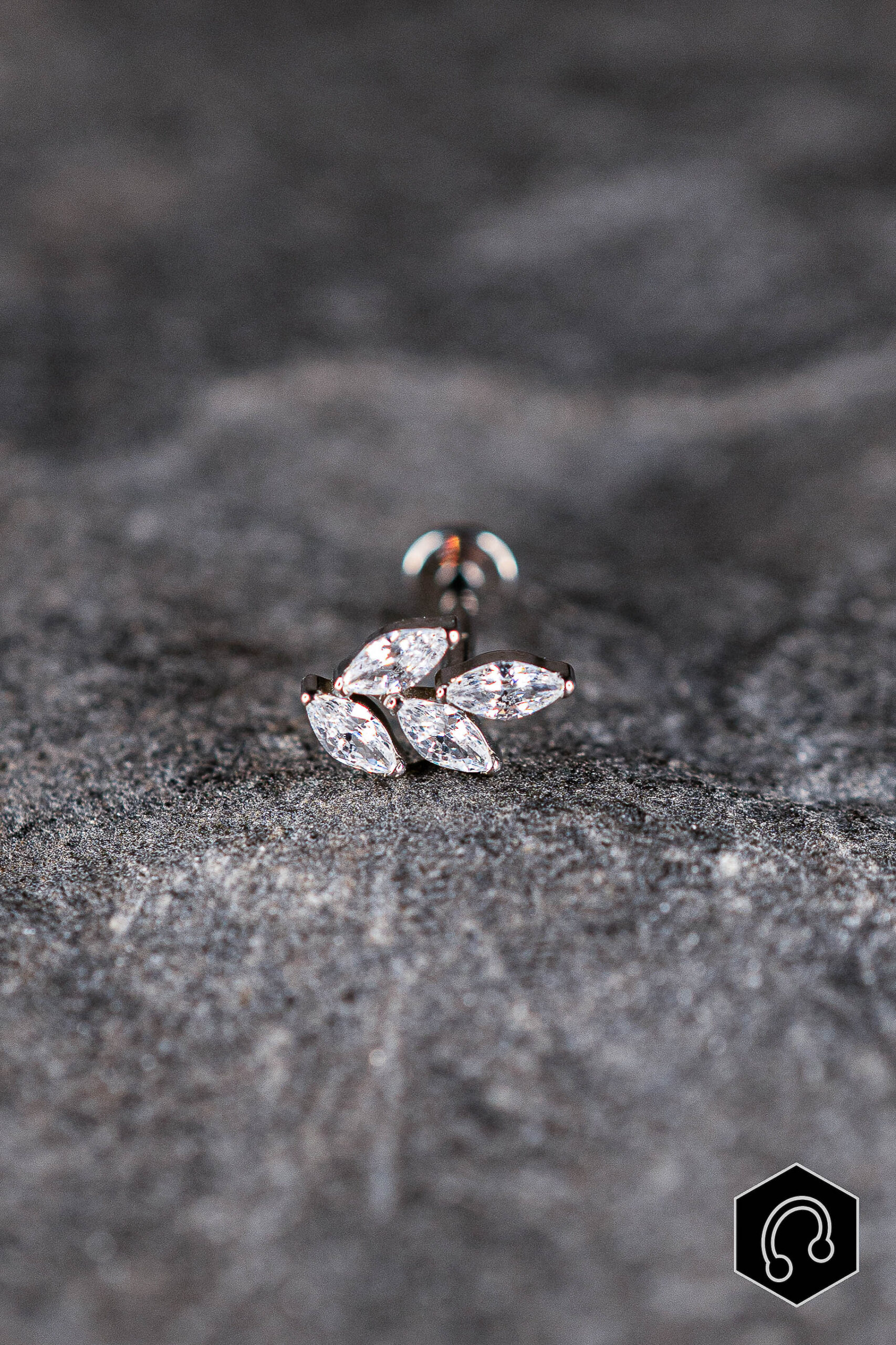 Labret Titane Argenté Crystal Leaf
