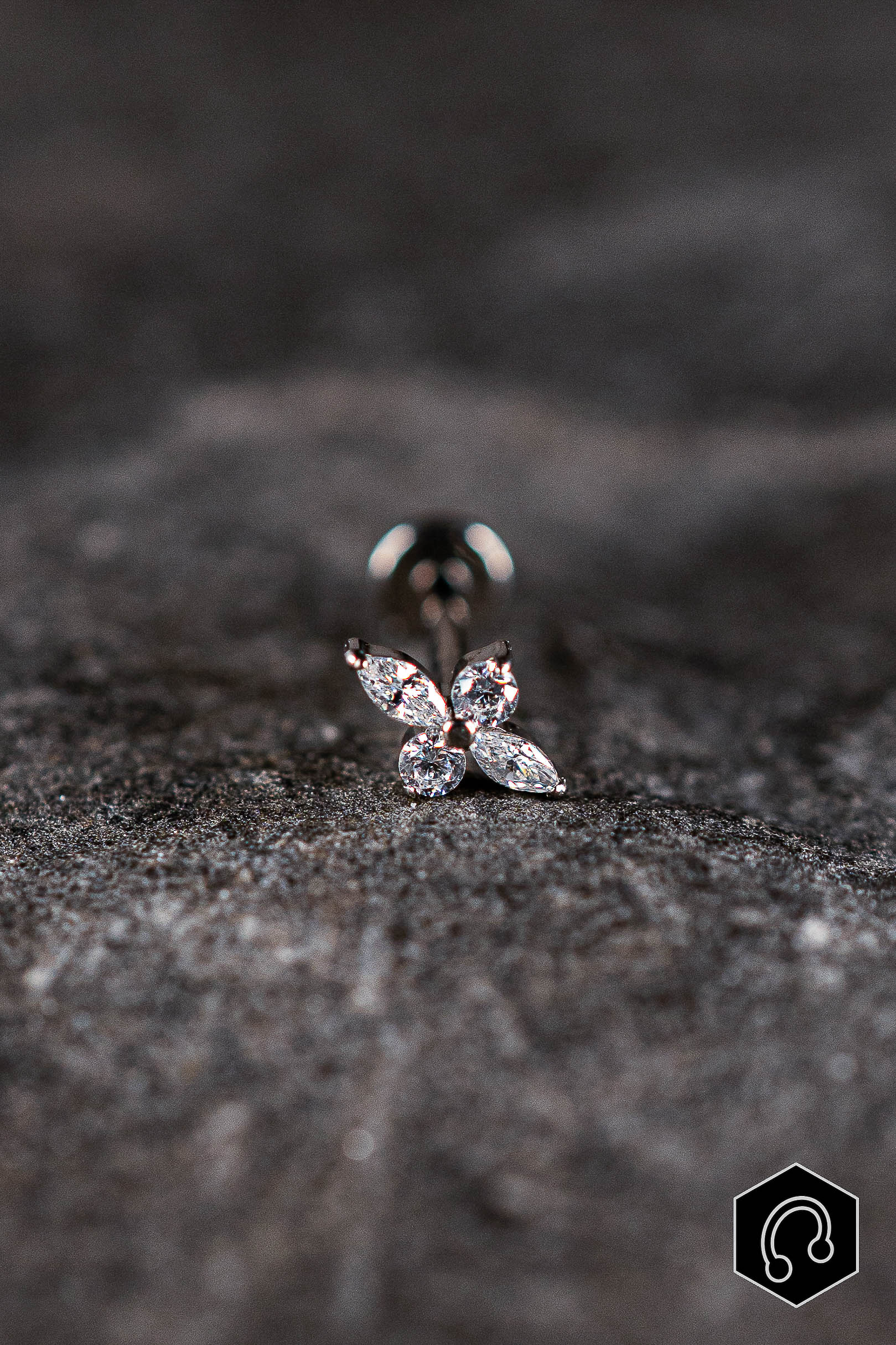 Labret Crystal Céleste argenté Petit