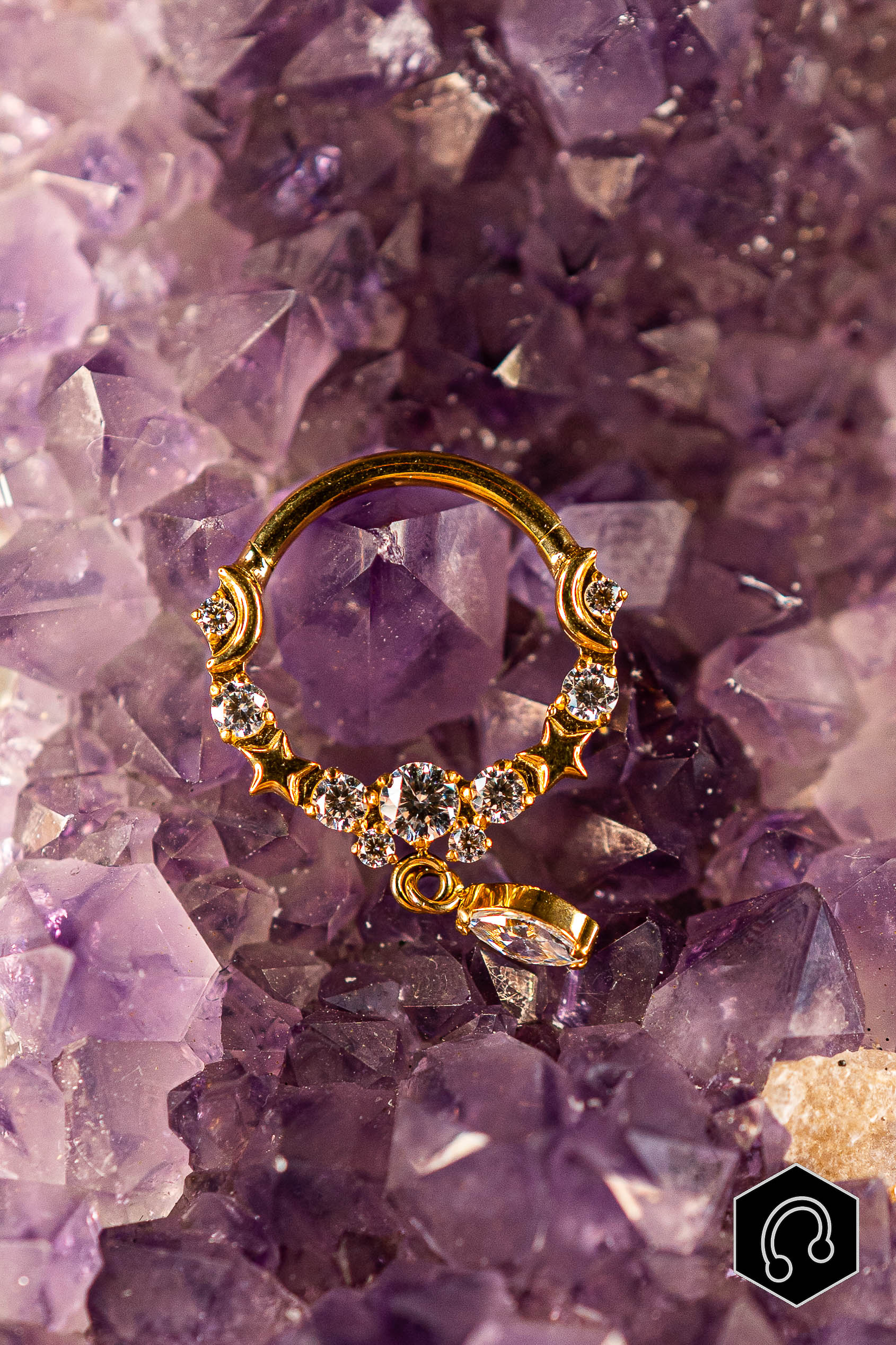 Anneau Clicker Titane Doré Sélène