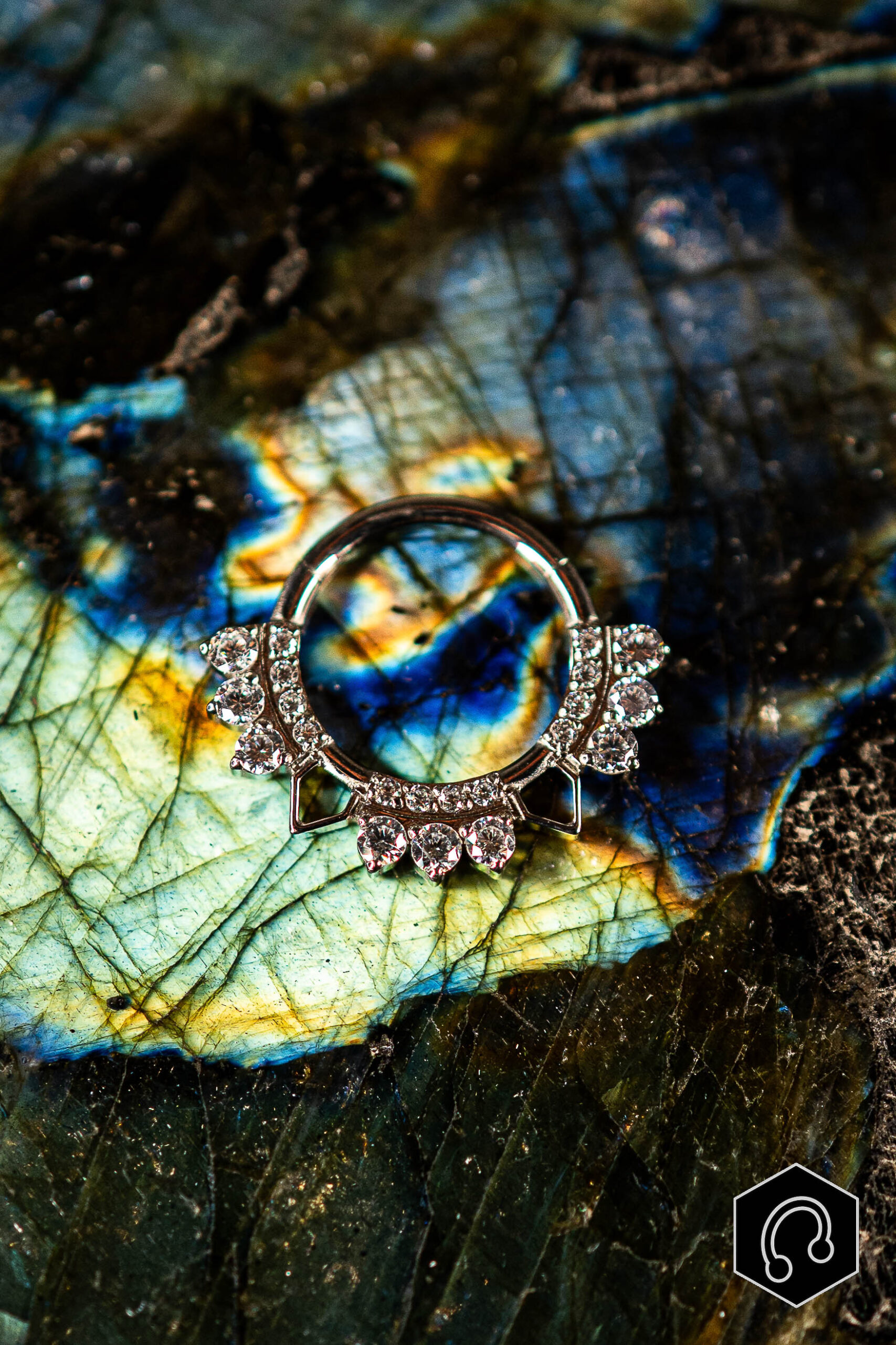 Anneau Clicker Titane Argenté Diamond Grace