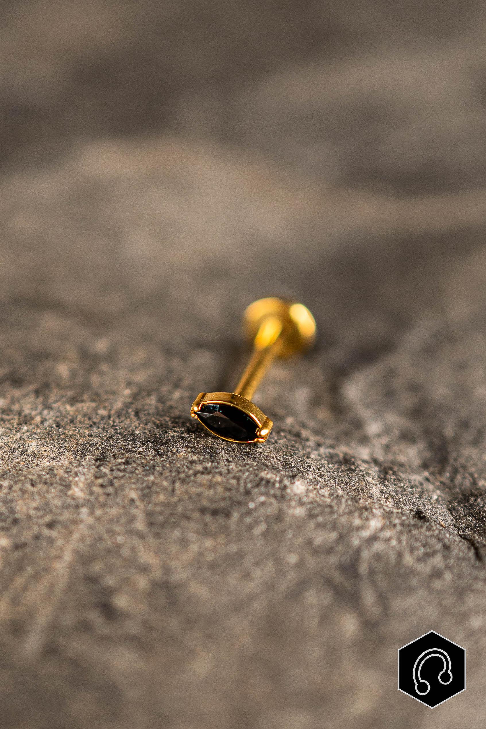 Labret Titane Doré Black Whisper