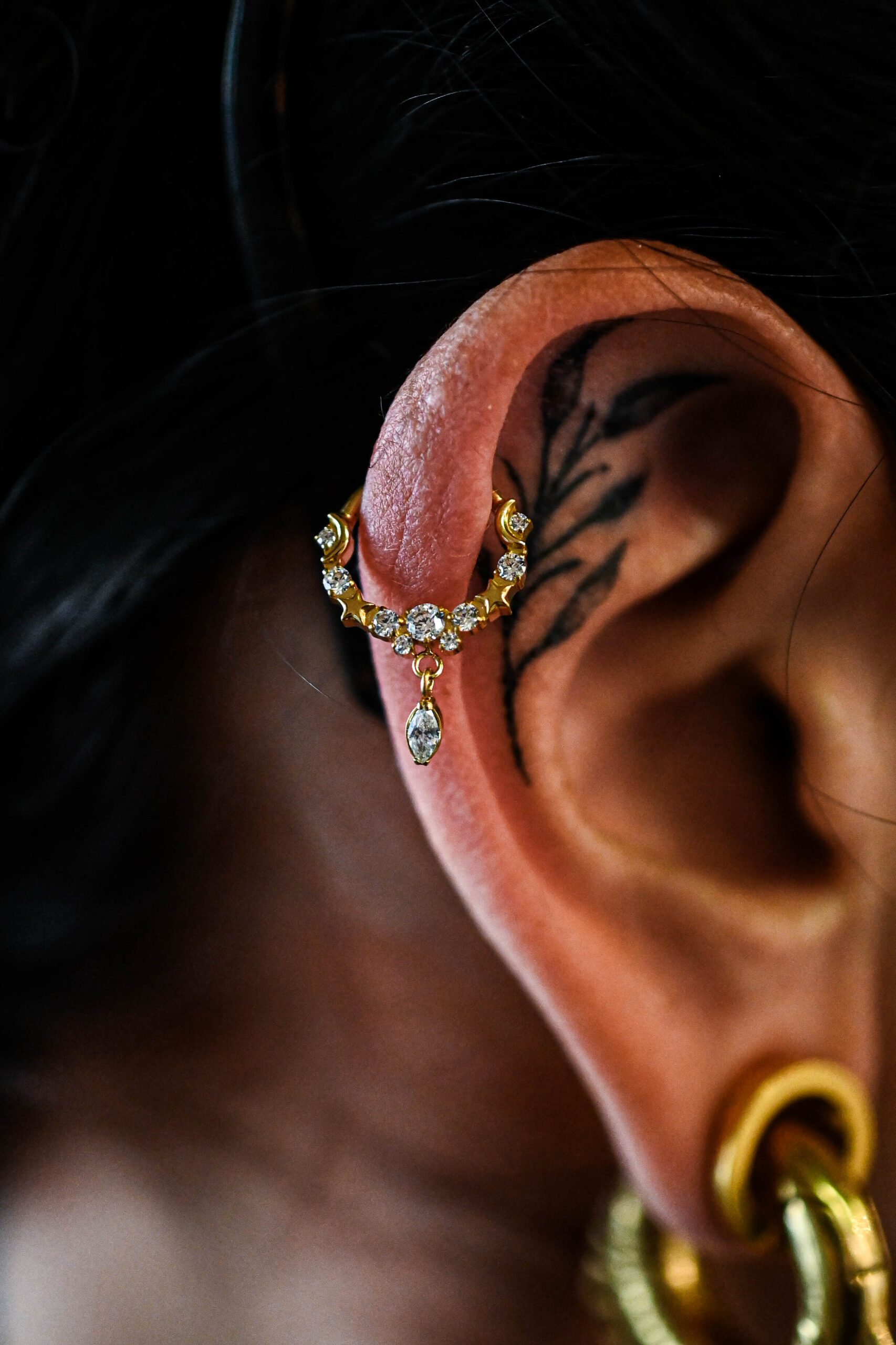 Anneau Clicker Titane Doré Sélène