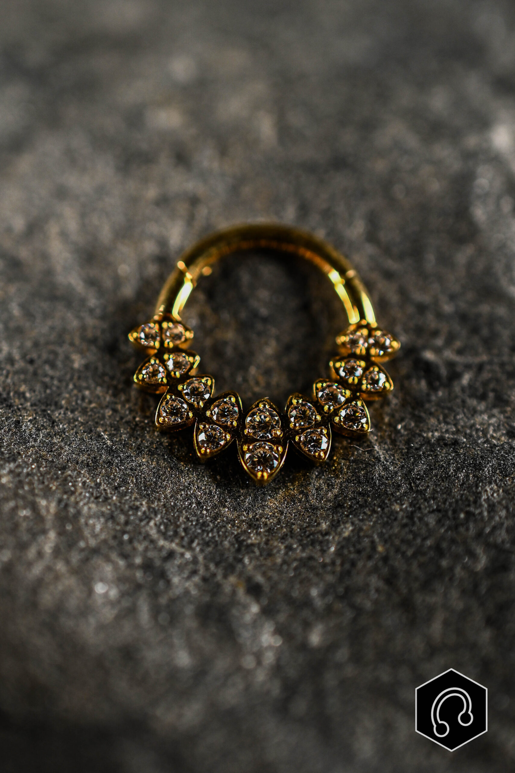 Anneau Titane Doré Luna Heart