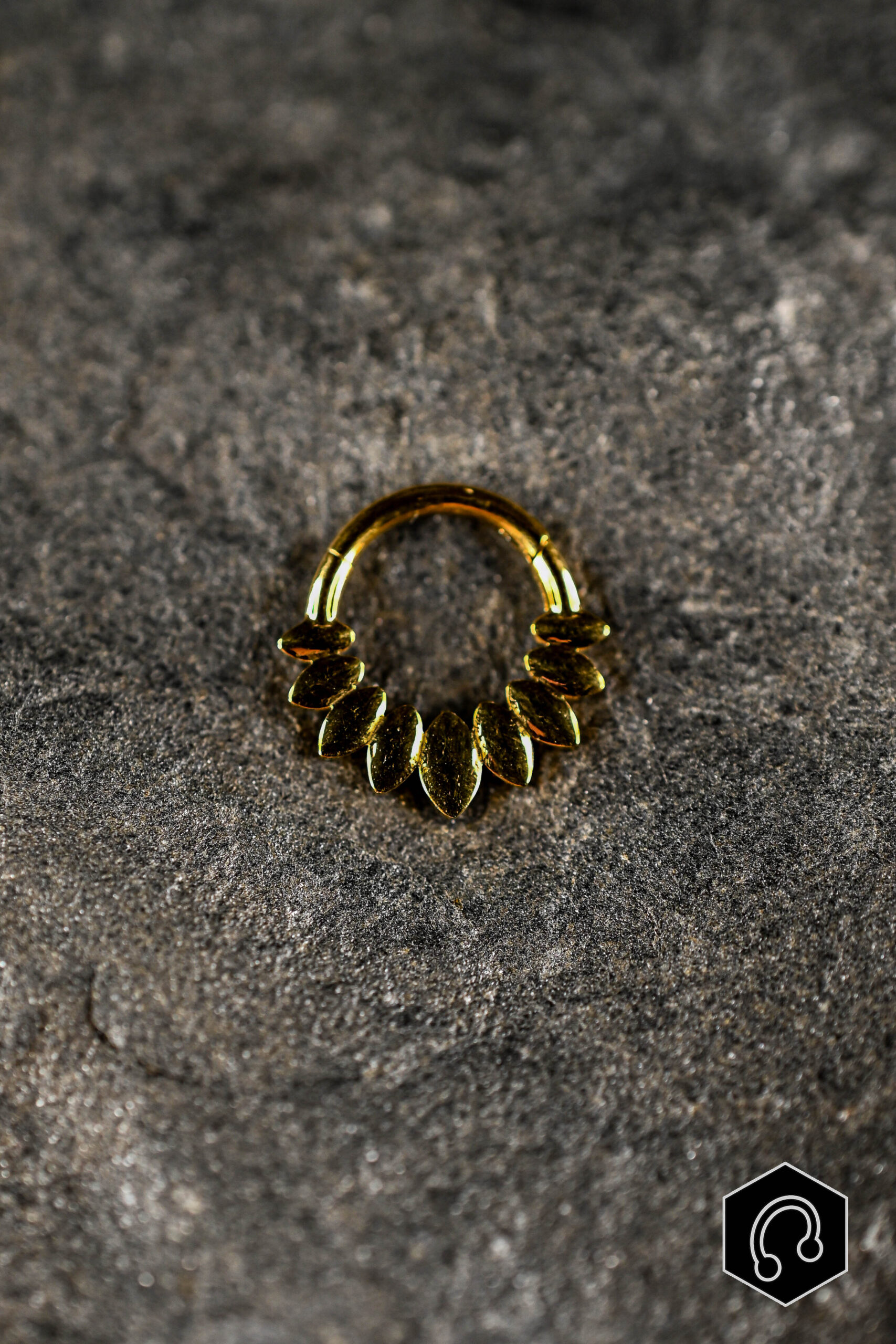 Anneau Titane Doré Luna Heart