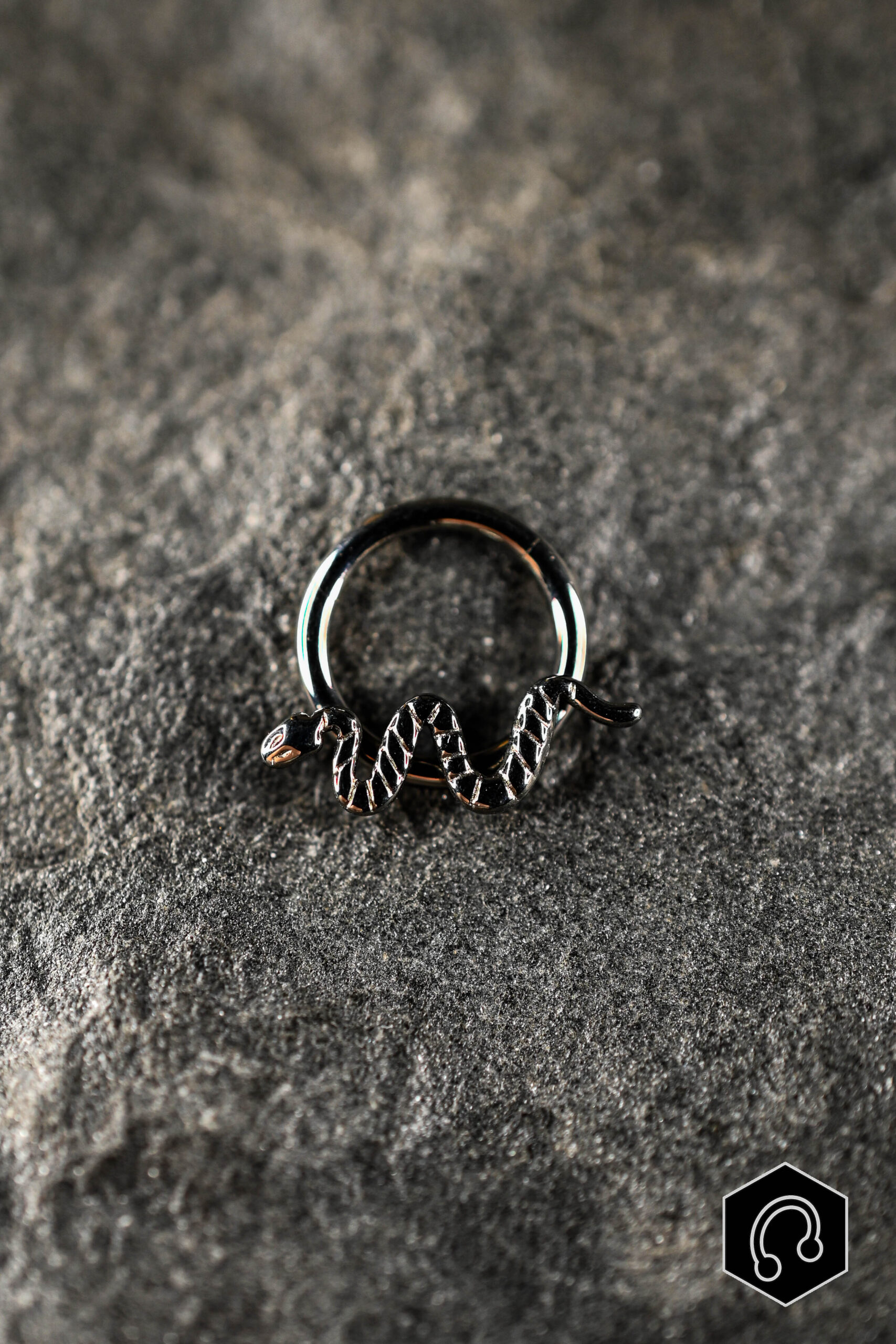 Anneau Clicker Titane Argenté Cobra